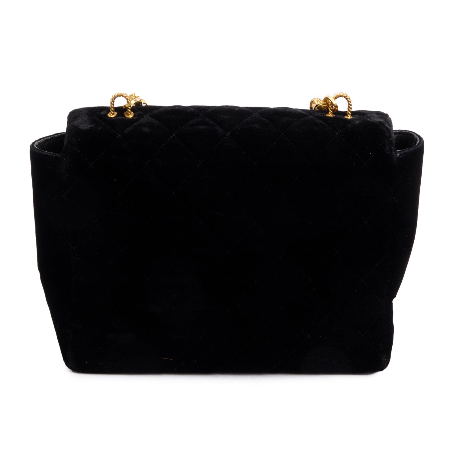 Chanel Vintage Black Quilted Velvet Small Square Single Flap Bag