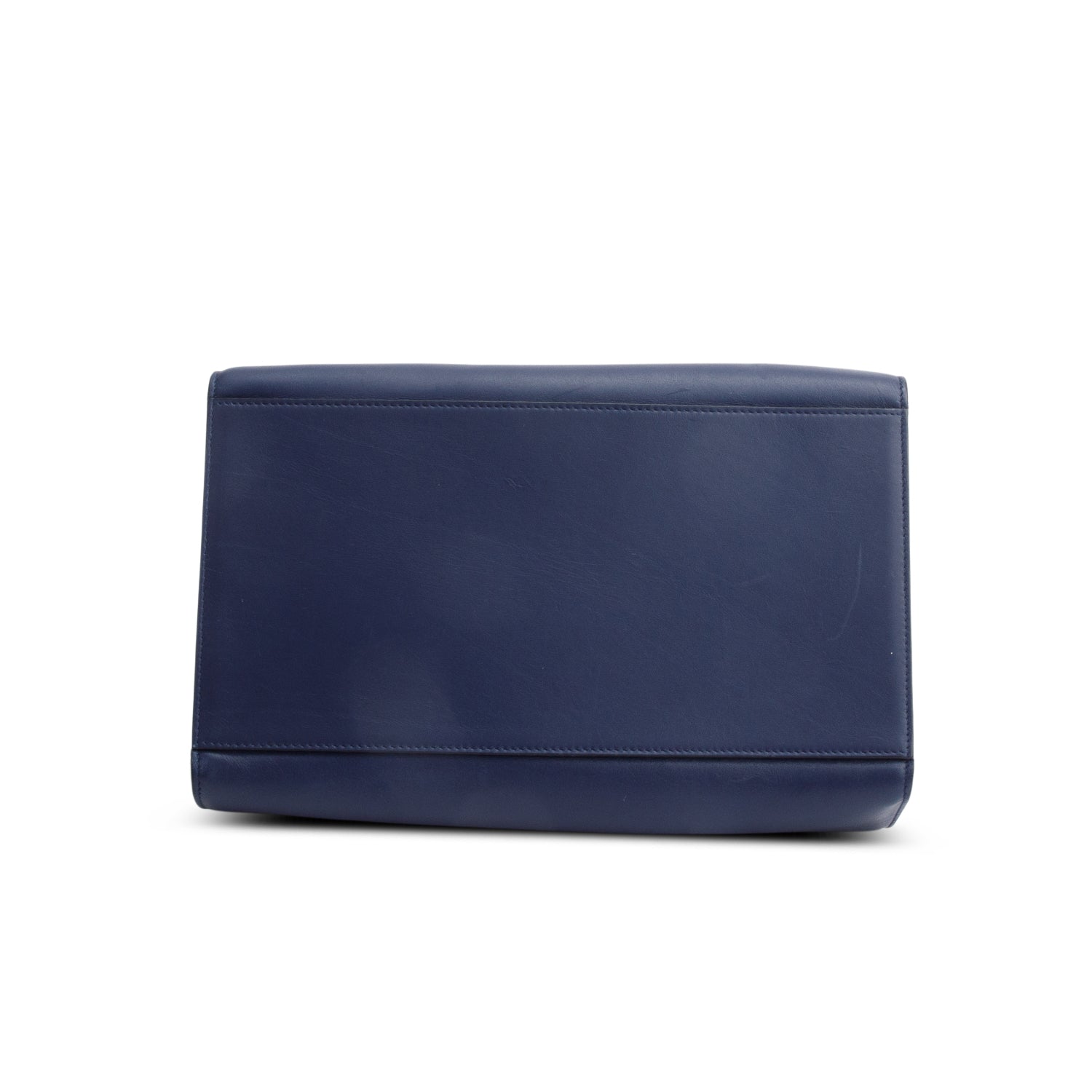 Celine Blue Calfskin Leather Medium Trapeze Bag w/ Strap