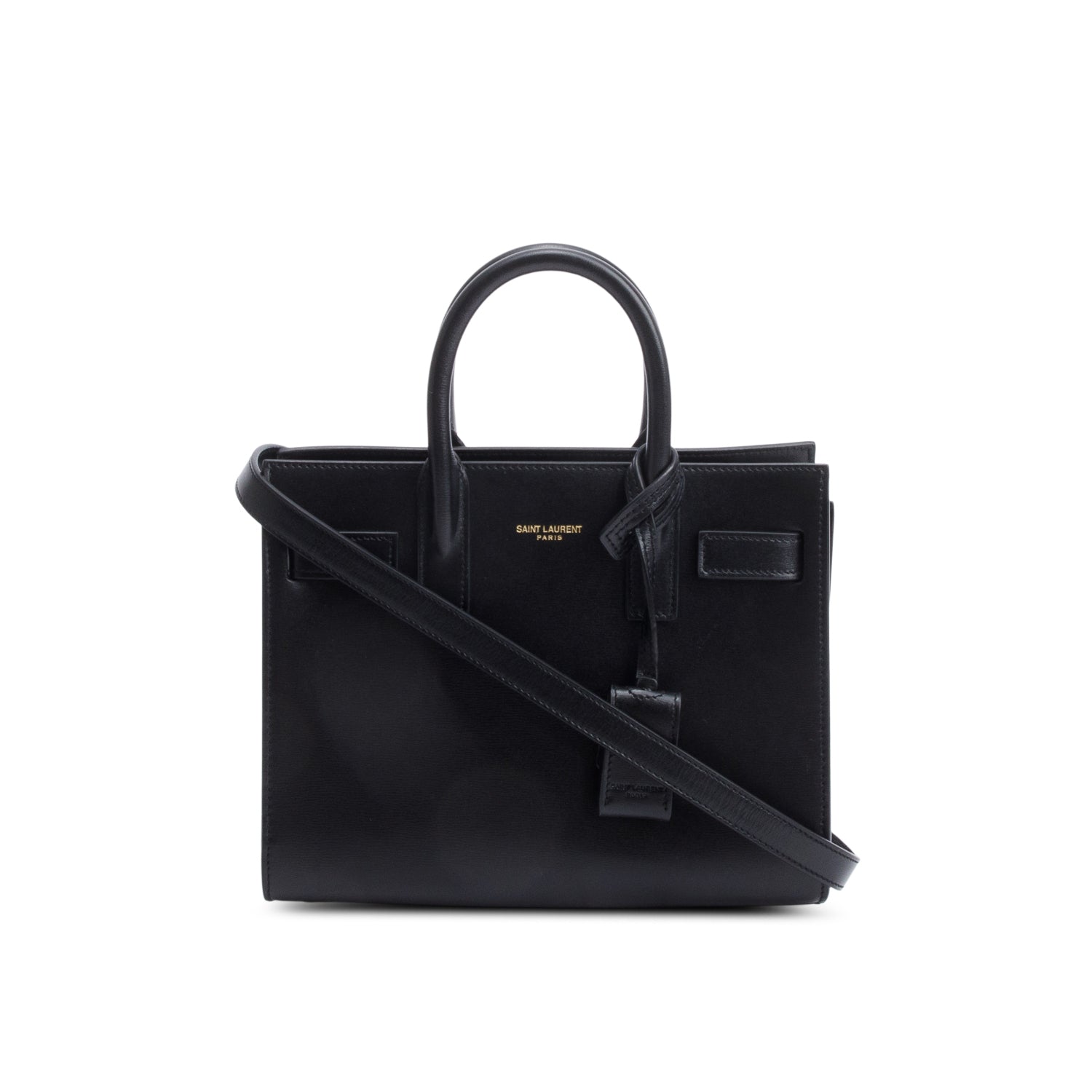 Saint Laurent 2021 Black Smooth Leather Nano Sac De Jour w/ Strap
