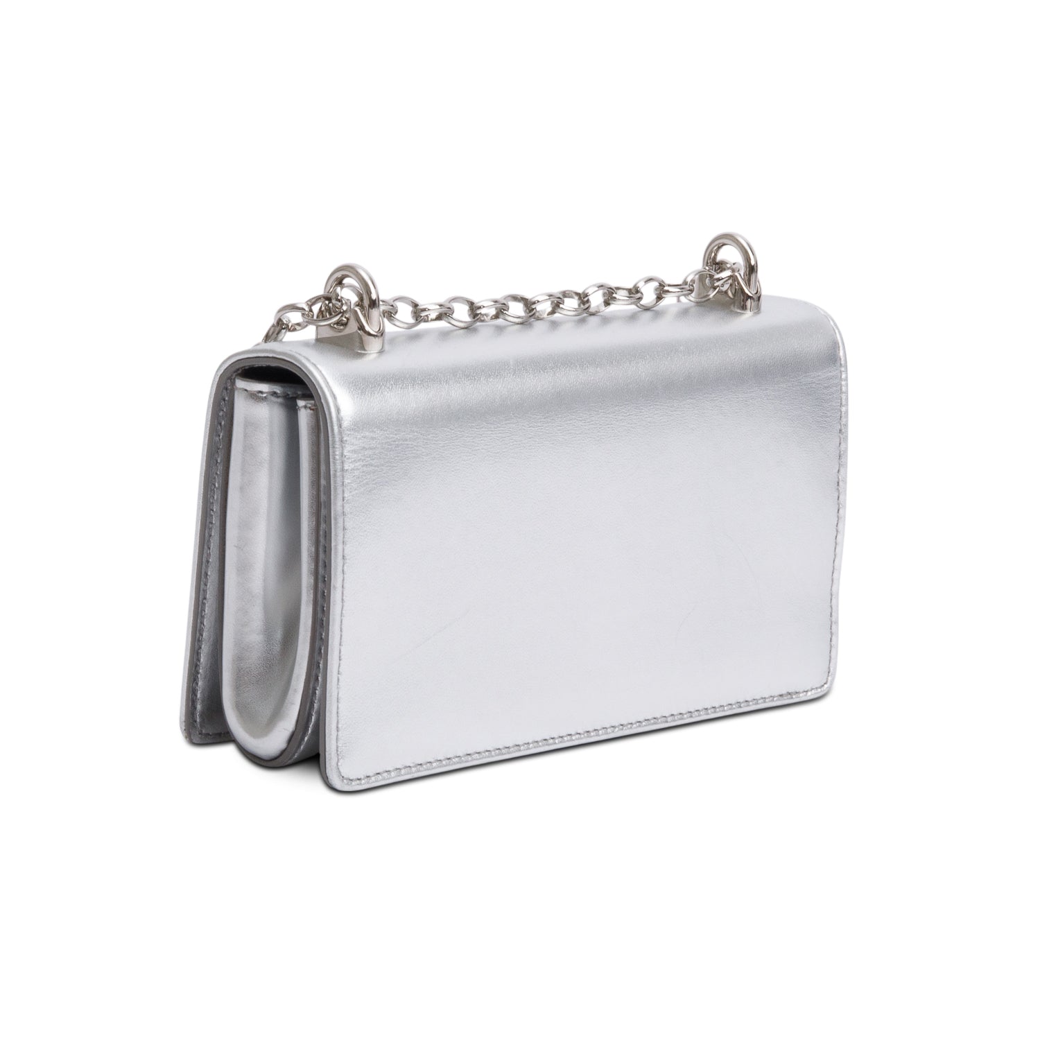 Dolce & Gabbana Metallic Silver Calfskin Leather DG Girls Phone Crossbody Bag
