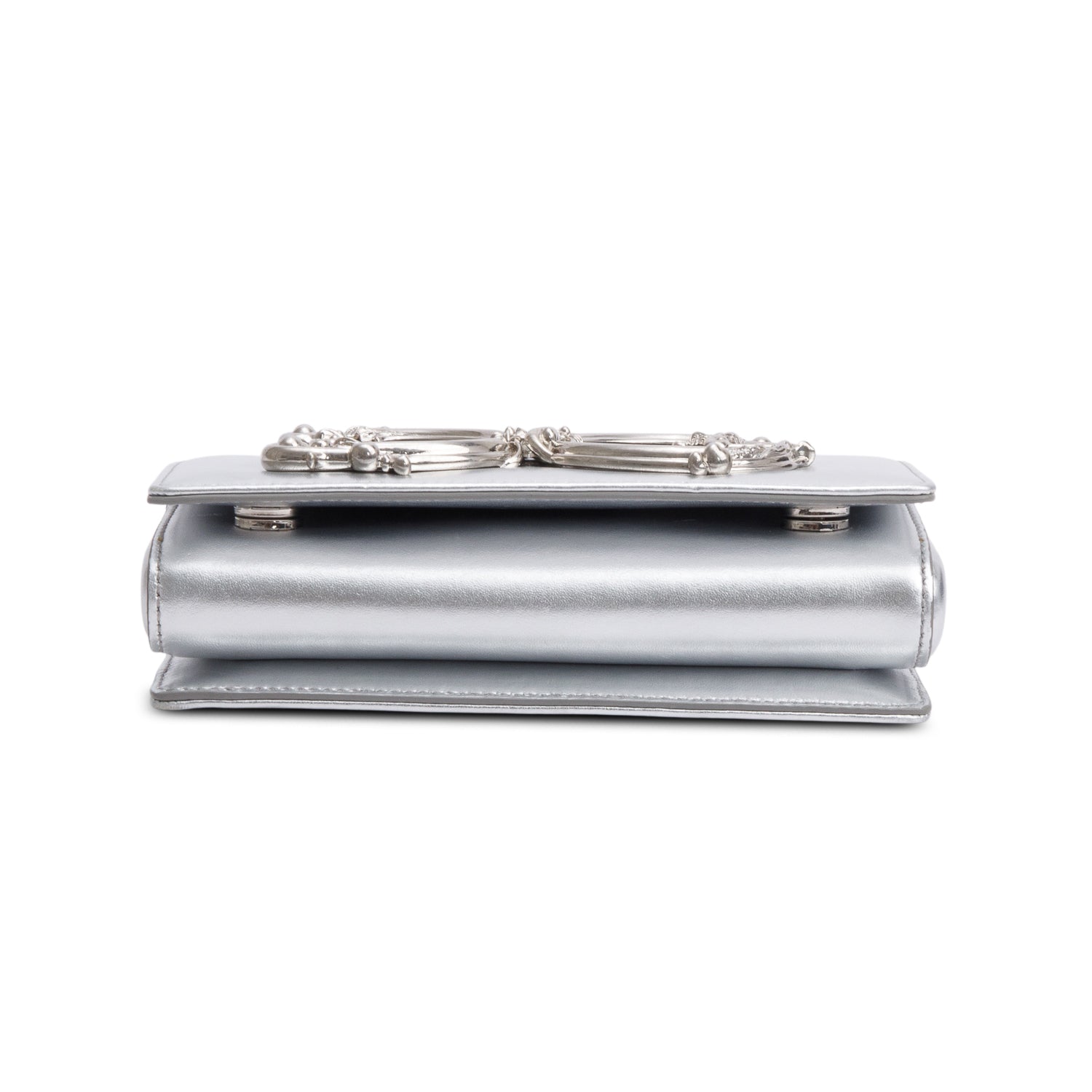 Dolce & Gabbana Metallic Silver Calfskin Leather DG Girls Phone Crossbody Bag