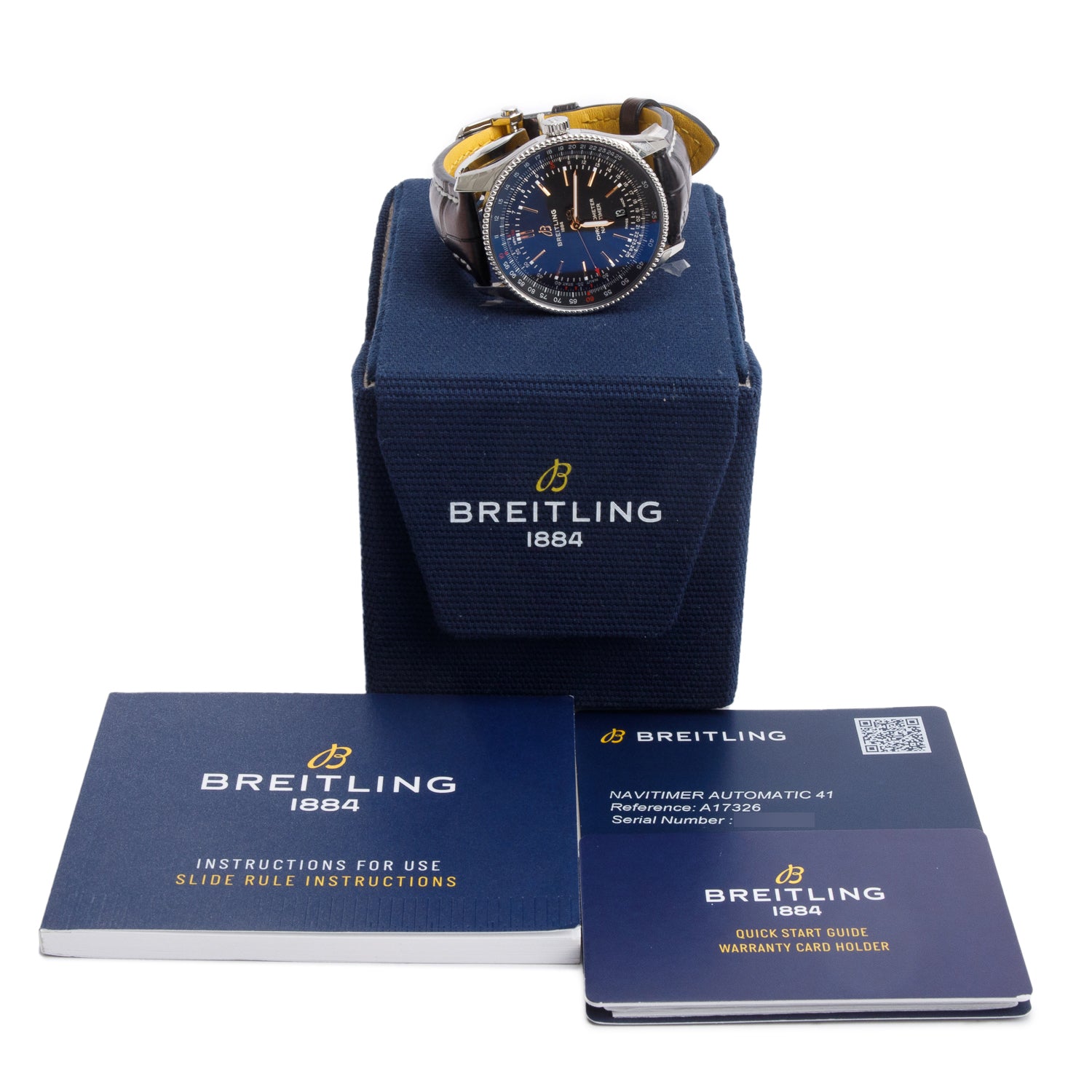 Breitling Stainless Steel Navitimer 41 MM Automatic Watch Black Dial A17326 w/ Box & Papers