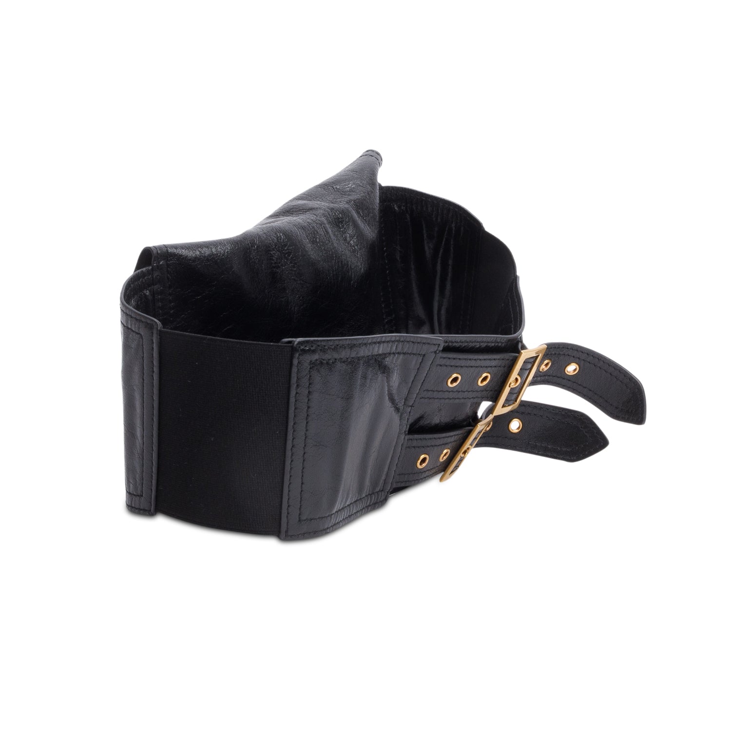 Christian Dior Black Calf Leather Saddle Waist Belt w/ Box