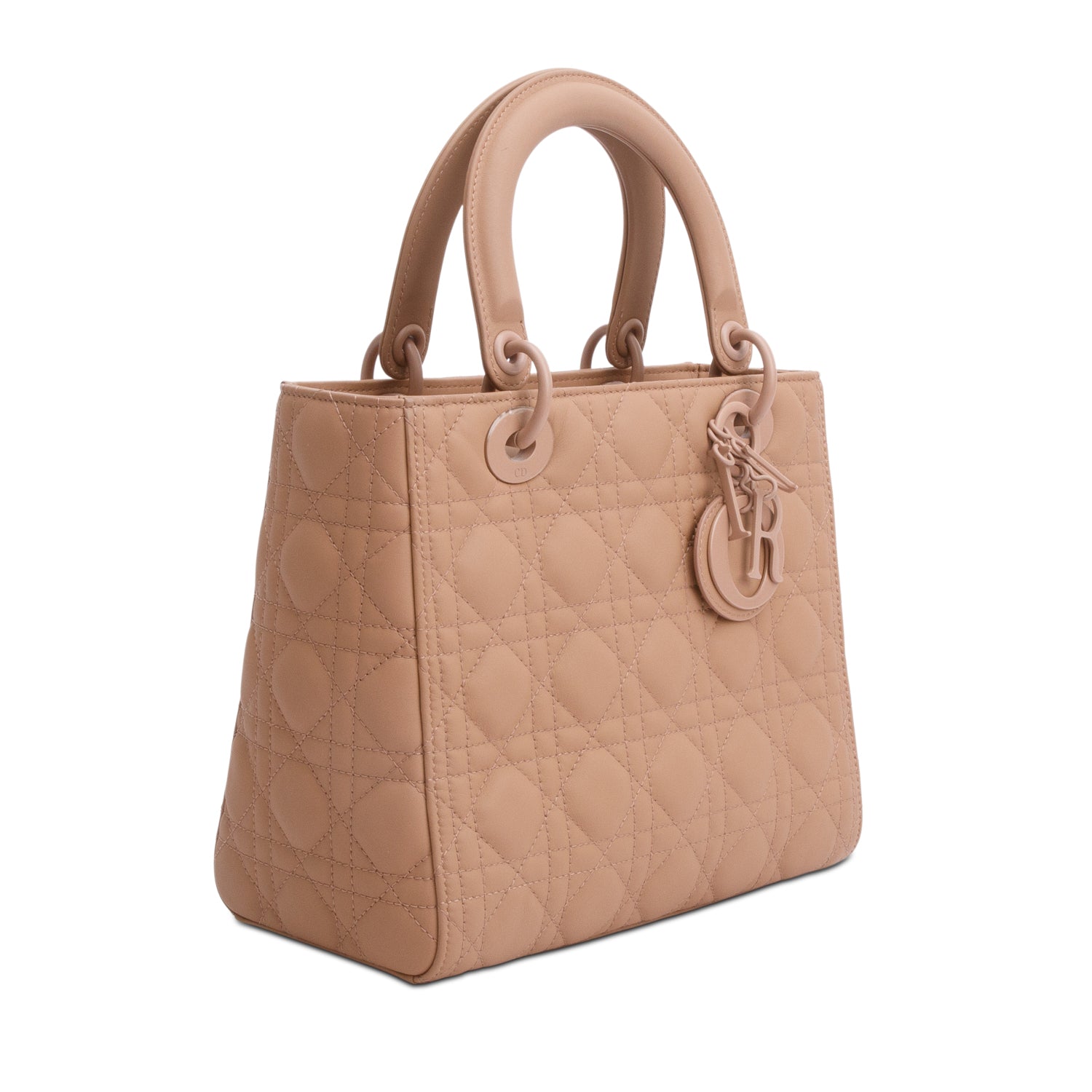Christian Dior 2020 Blush Ultramatte Cannage Leather Medium Lady Dior Bag w/ Strap & Authenticity Card