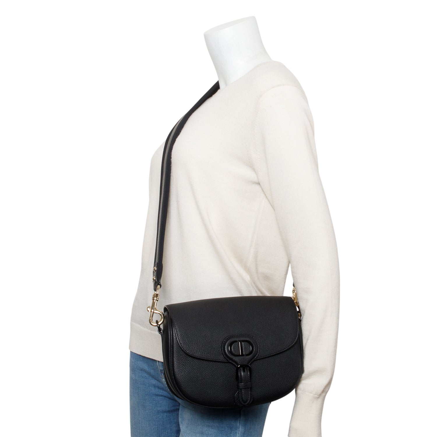 Christian Dior 2021 Black Ultramatte Leather Medium Bobby Bag w/ Straps & Authenticity Card