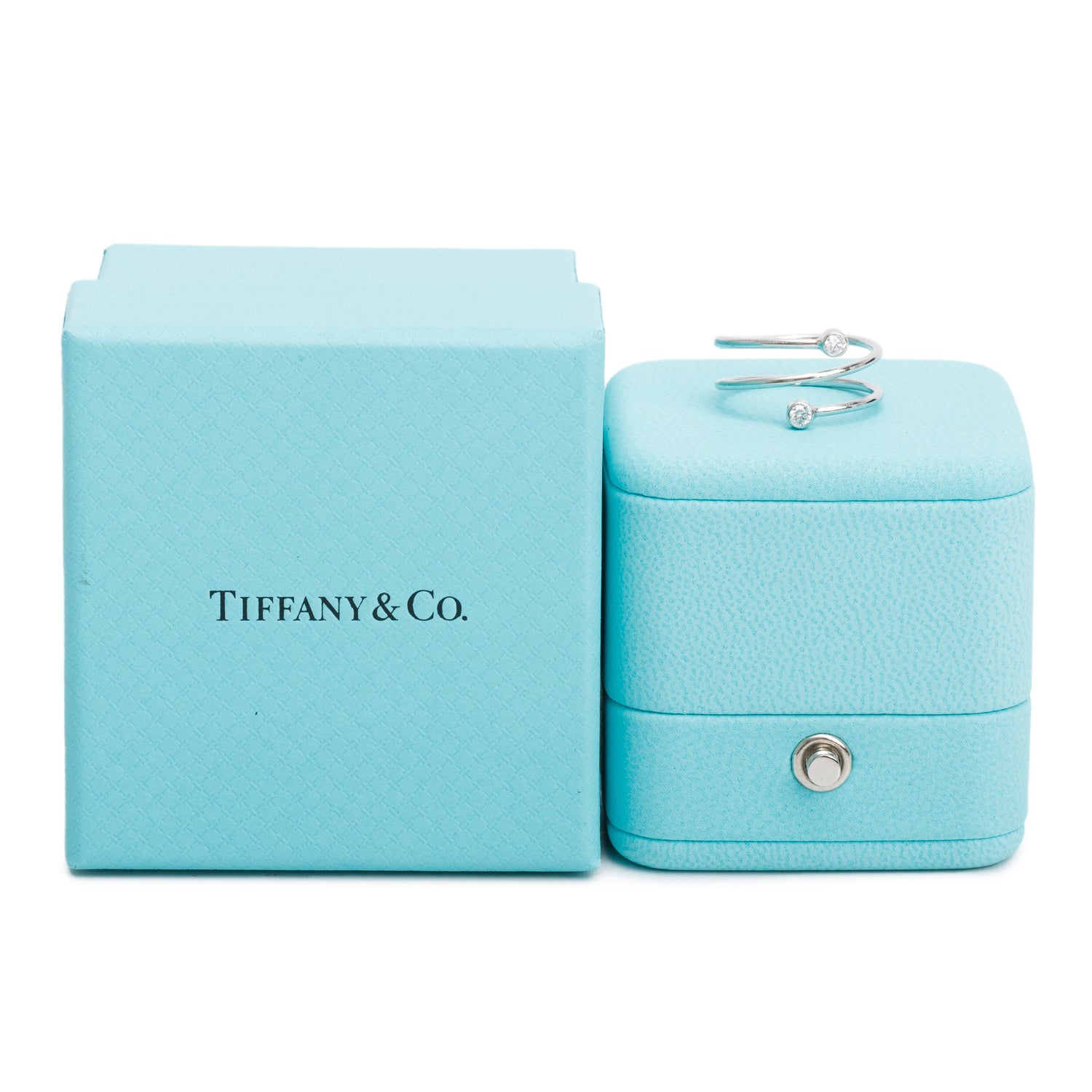 Tiffany & Co. Elsa Peretti Platinum Diamond Hoop Three-Row Ring, Size 6.5 w/ Box