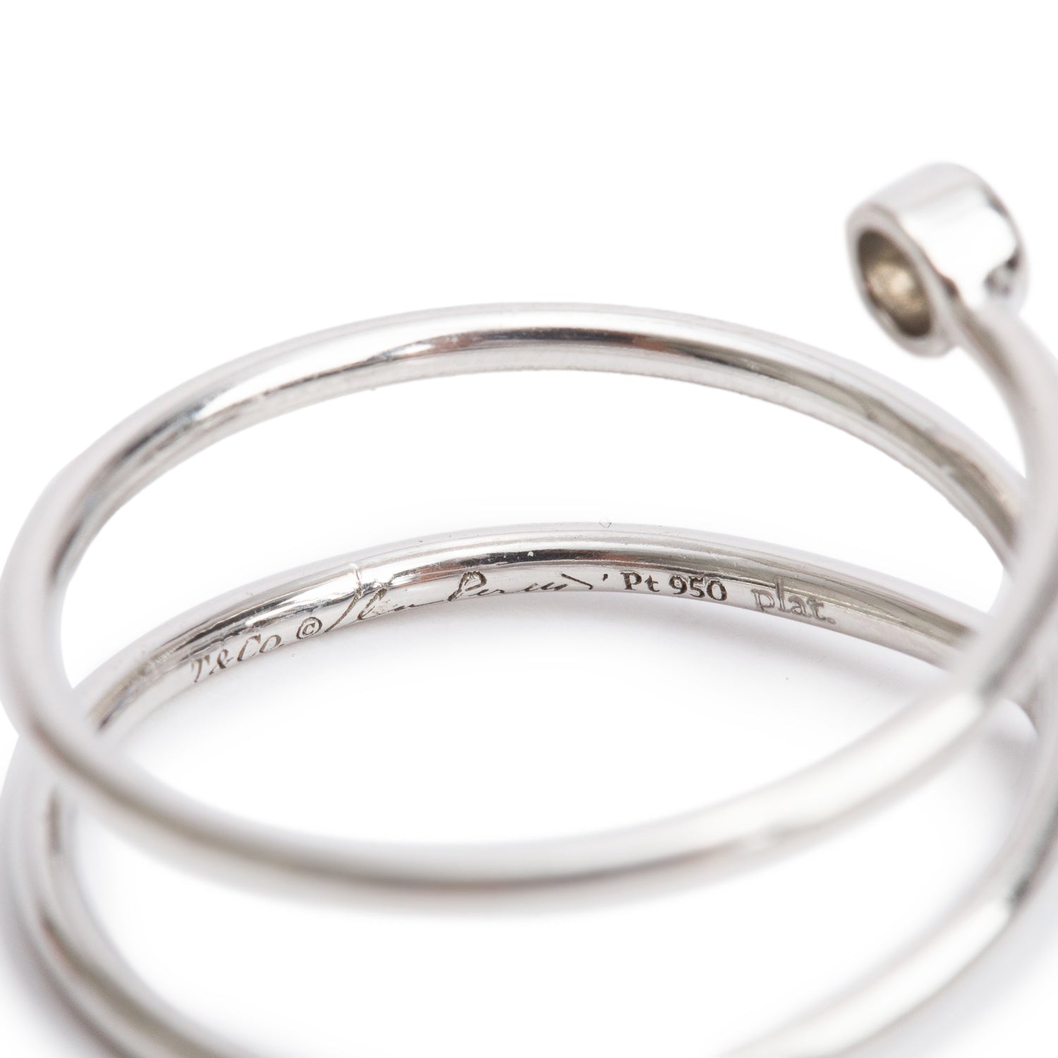 Tiffany & Co. Elsa Peretti Platinum Diamond Hoop Three-Row Ring, Size 6.5 w/ Box