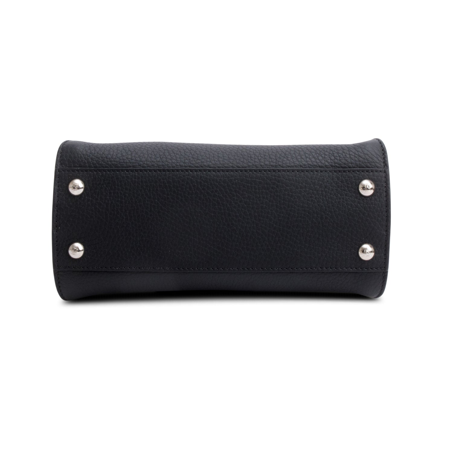 Fendi 2022 Black Calfskin Leather Python Trim Mini Selleria Peekaboo Bag w/ Straps