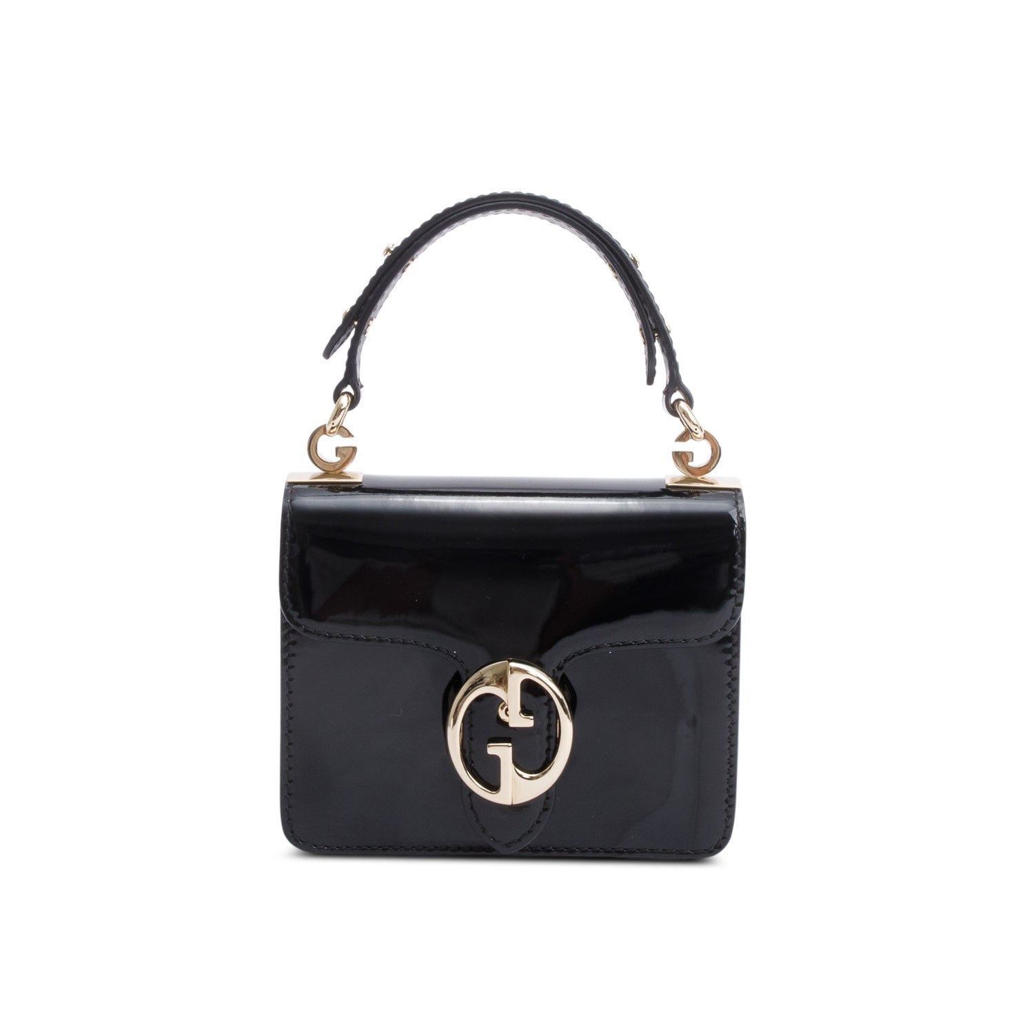 Gucci Black Patent Leather 1973 Flap Handle Bag