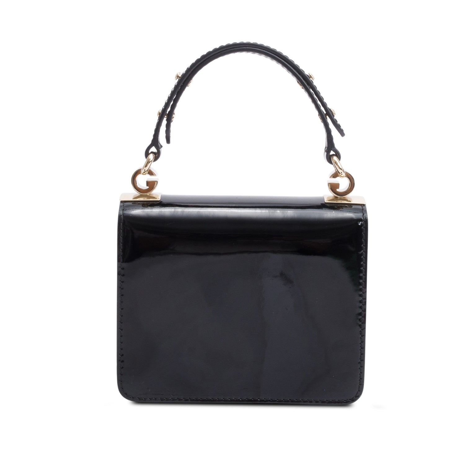 Gucci Black Patent Leather 1973 Flap Handle Bag