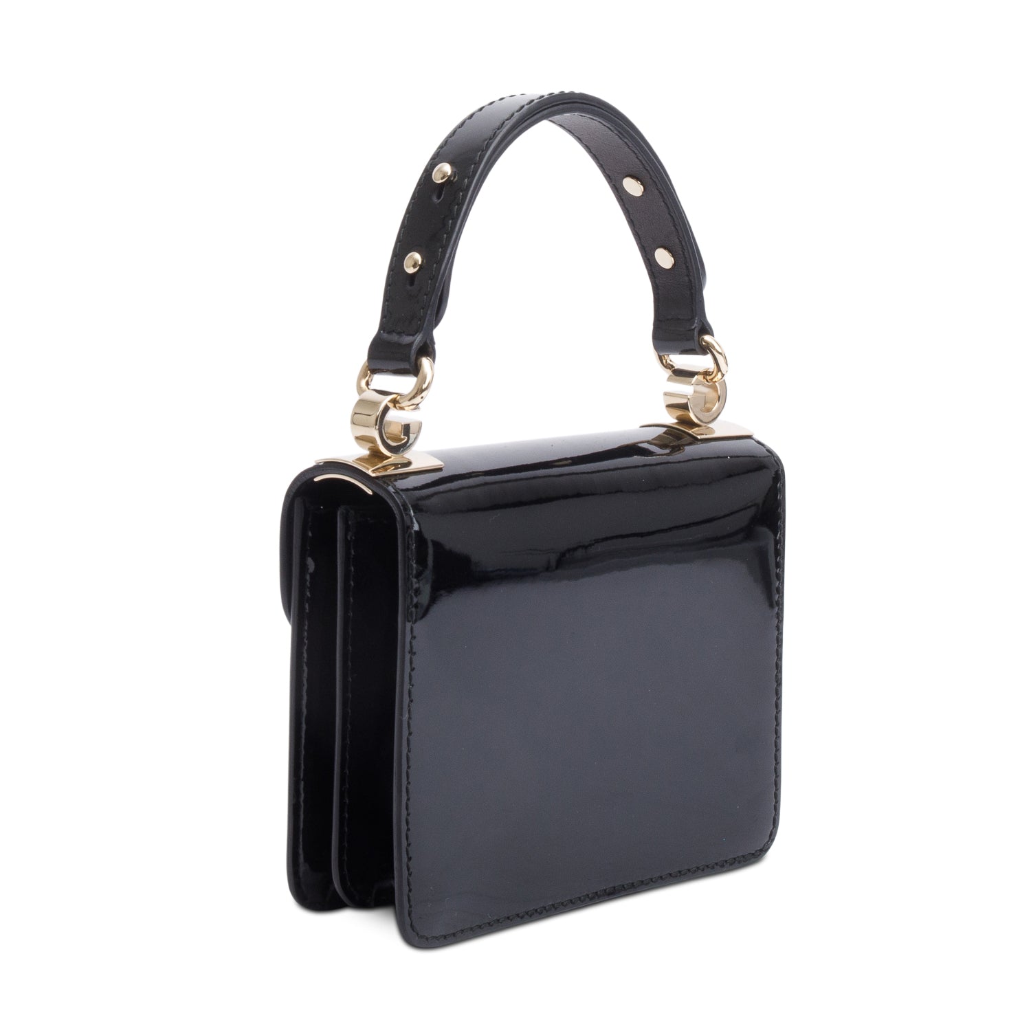 Gucci Black Patent Leather 1973 Flap Handle Bag