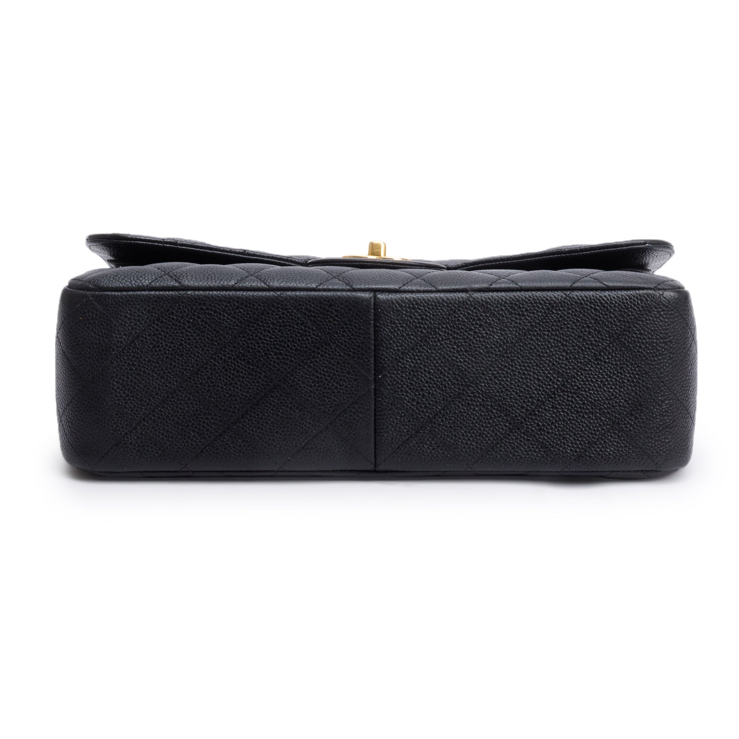 Chanel Black Quilted Caviar Leather Classic Jumbo Double Flap Bag w/ Box & Authenticity Card