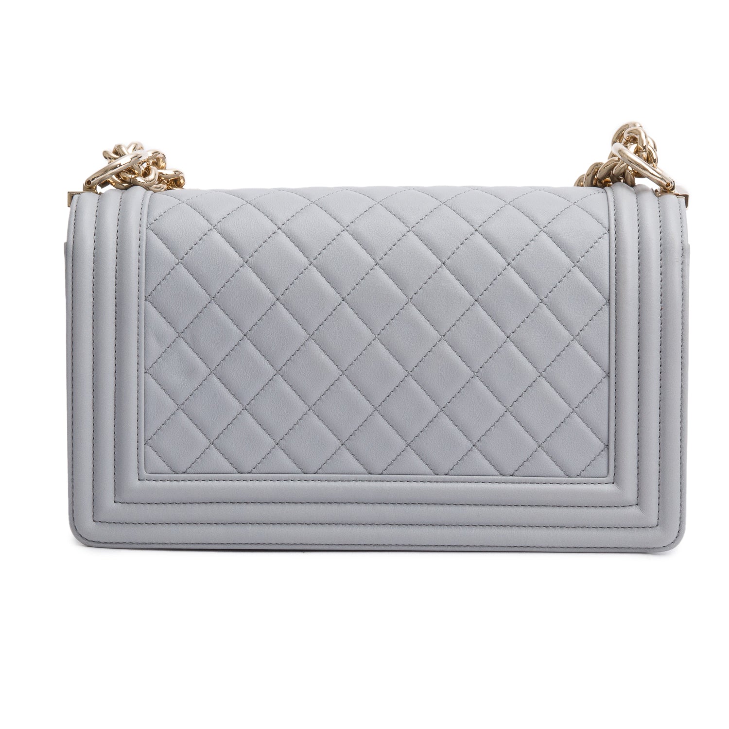 Chanel Grey Quilted Calfskin Leather Medium Boy Bag w/ Box & Authenticity Card