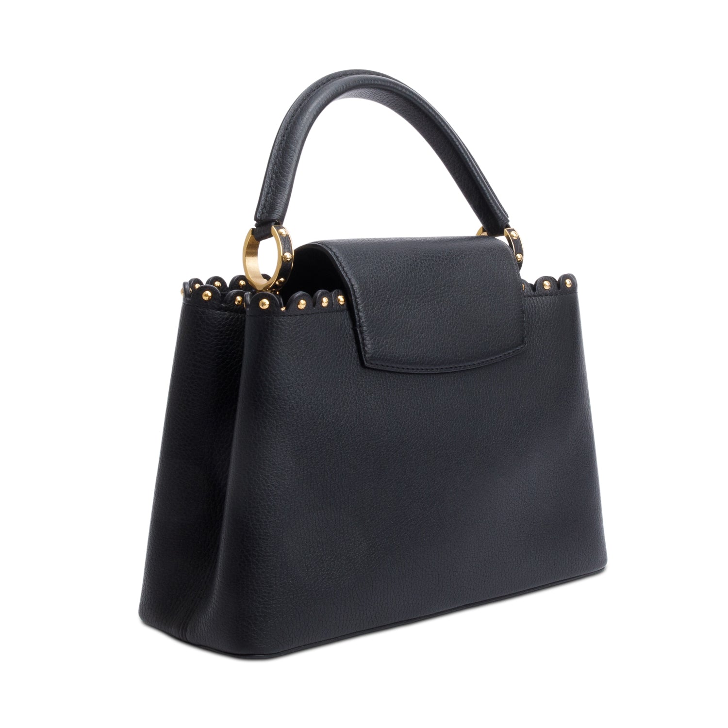 Louis Vuitton Black Taurillon Studded Capucines MM w/ Strap