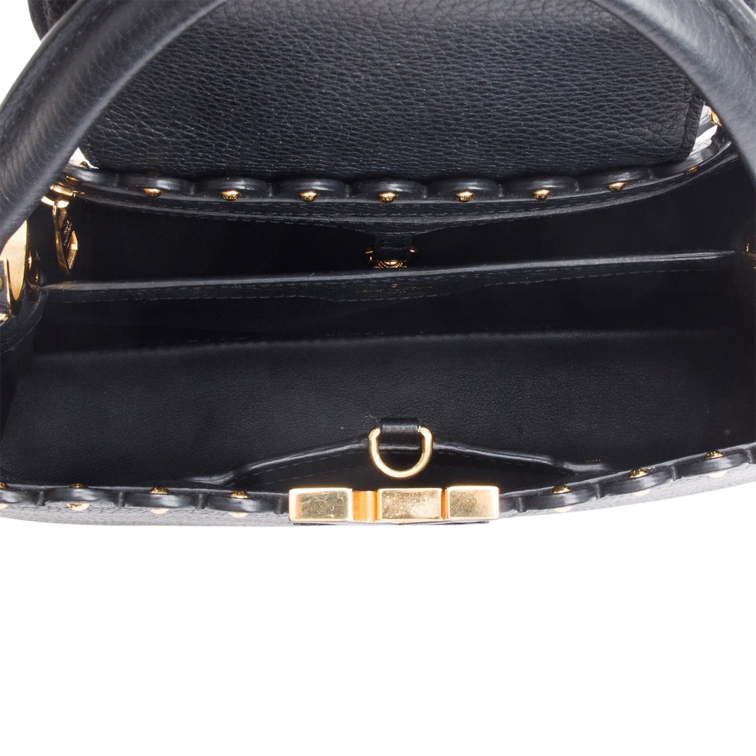 Louis Vuitton Black Taurillon Studded Capucines MM w/ Strap