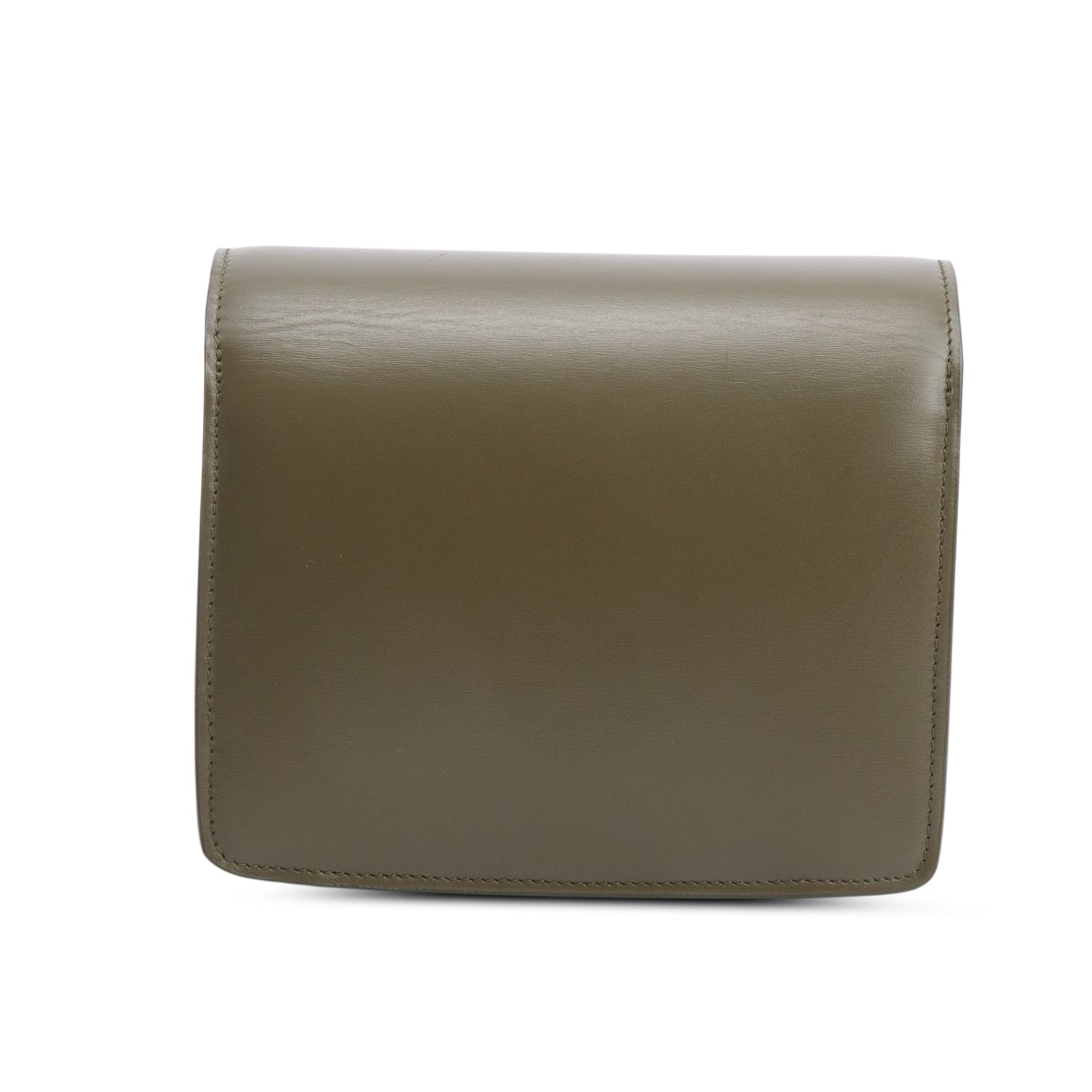 Celine Khaki Smooth Calfskin Small Classic Box Flap Bag