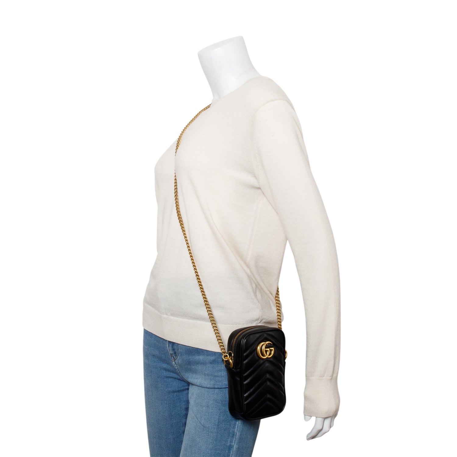 Gucci Black GG Marmont Matelasse Leather Mini Bag w/ Box