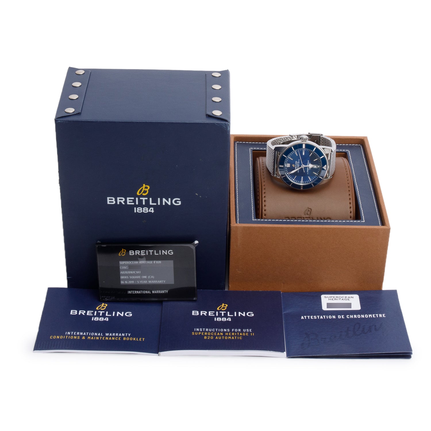 Breitling Stainless Steel Superocean Heritage B20 46 MM Automatic Watch Blue Dial AB2020 w/ Box & Papers