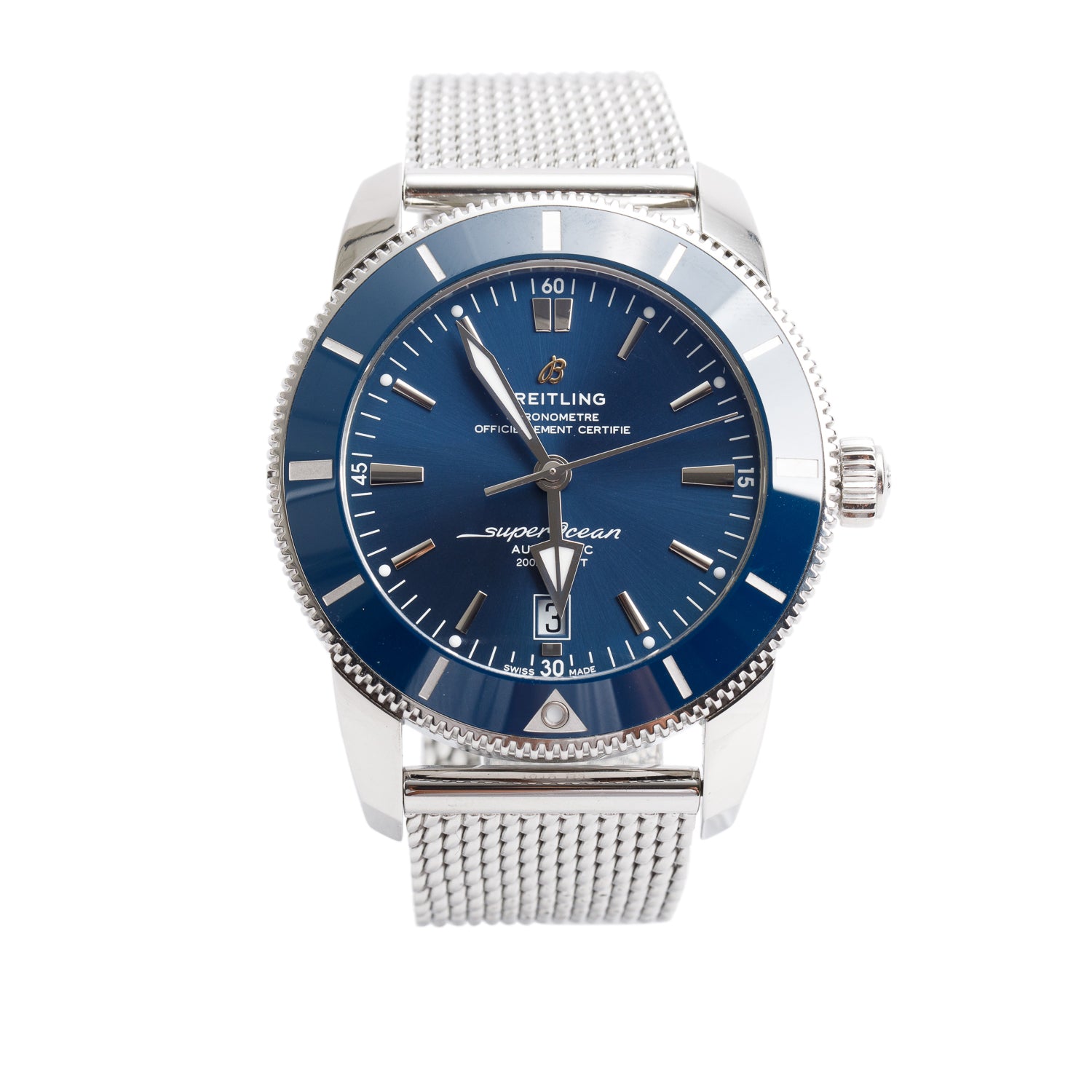 Breitling Stainless Steel Superocean Heritage B20 46 MM Automatic Watch Blue Dial AB2020 w/ Box & Papers