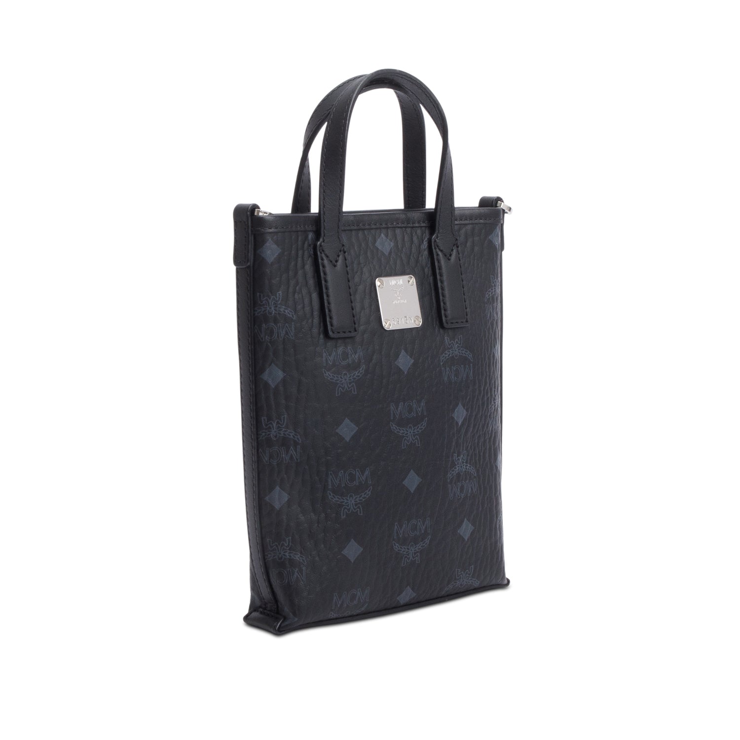 MCM Black Visetos Coated Canvas Mini Essential Top Handle Bag