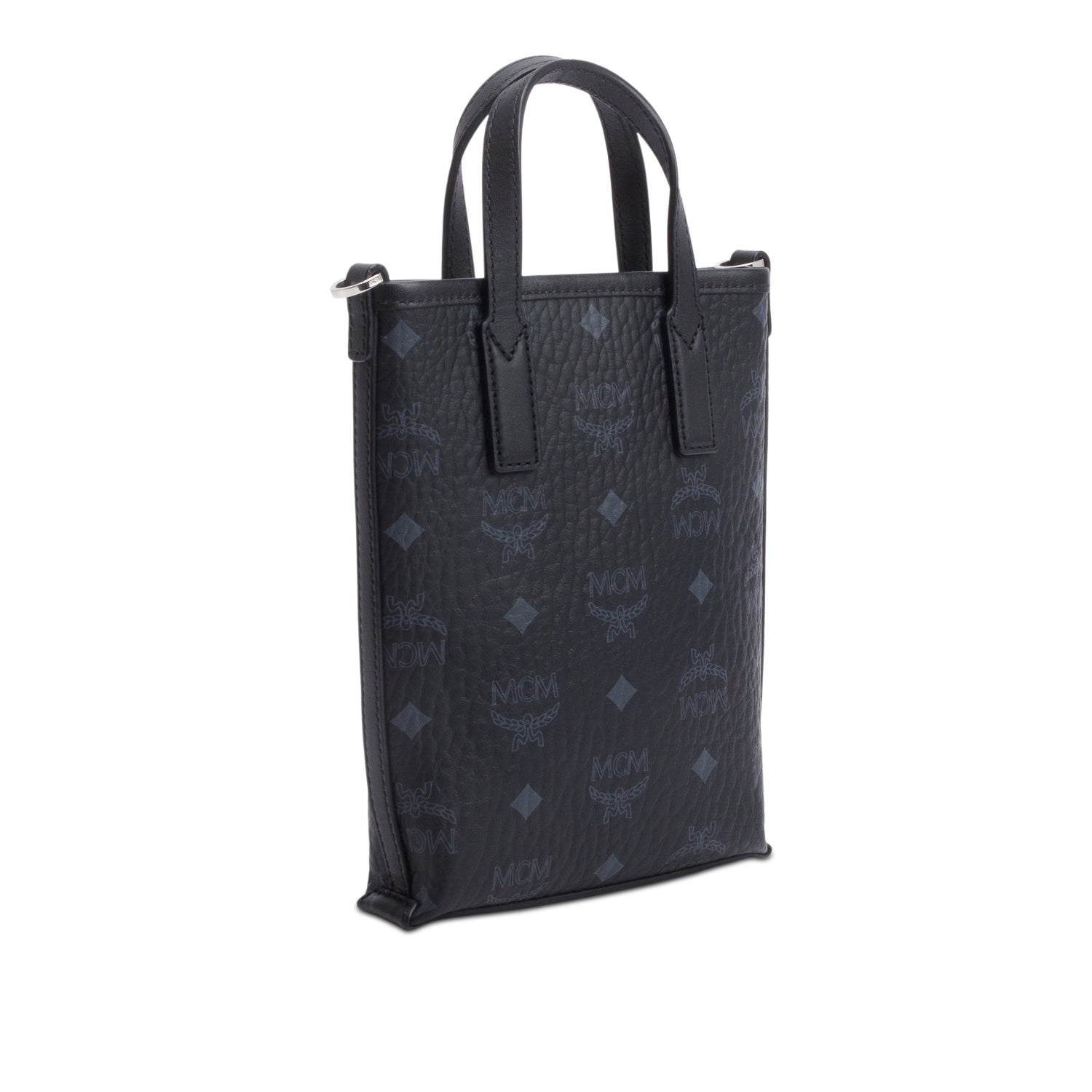 MCM Black Visetos Coated Canvas Mini Essential Top Handle Bag