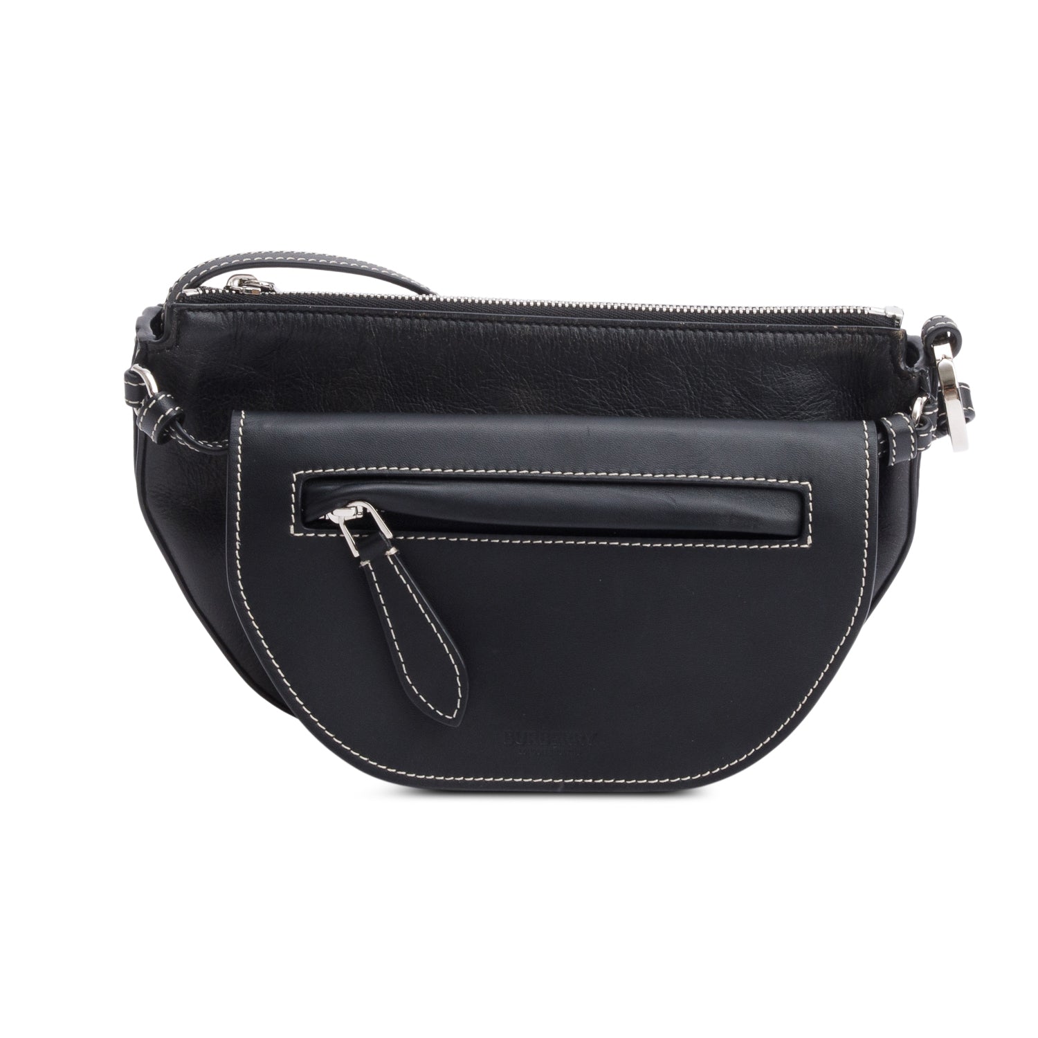 Burberry Black Leather Double Olympia Shoulder Bag