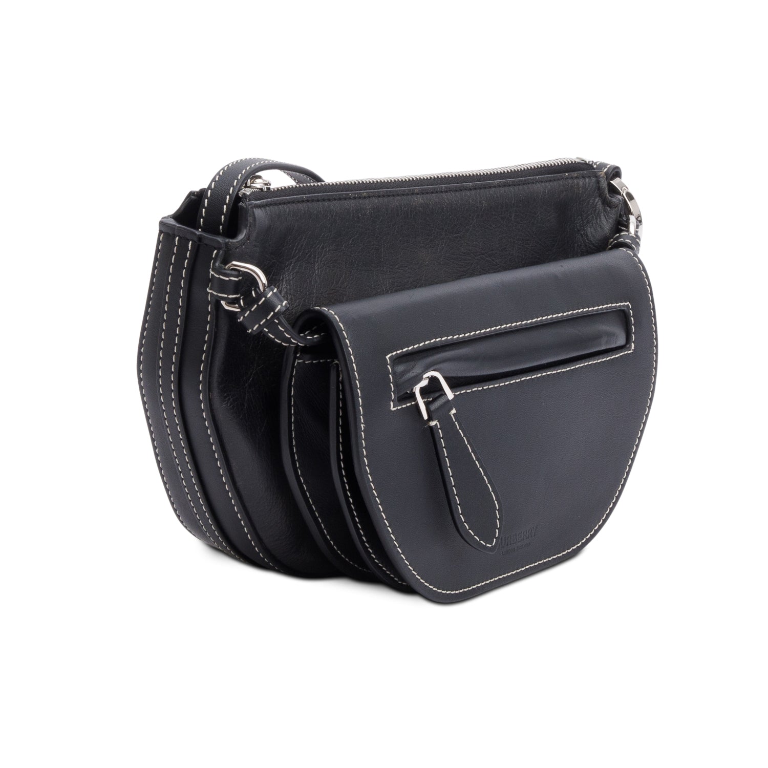 Burberry Black Leather Double Olympia Shoulder Bag