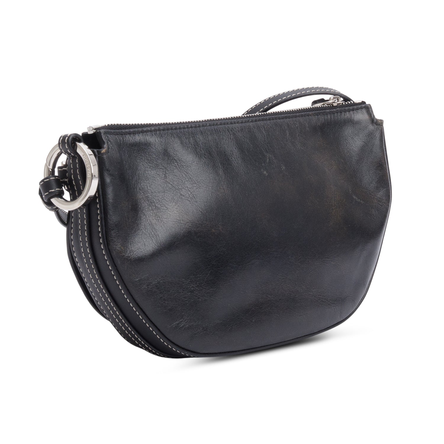 Burberry Black Leather Double Olympia Shoulder Bag