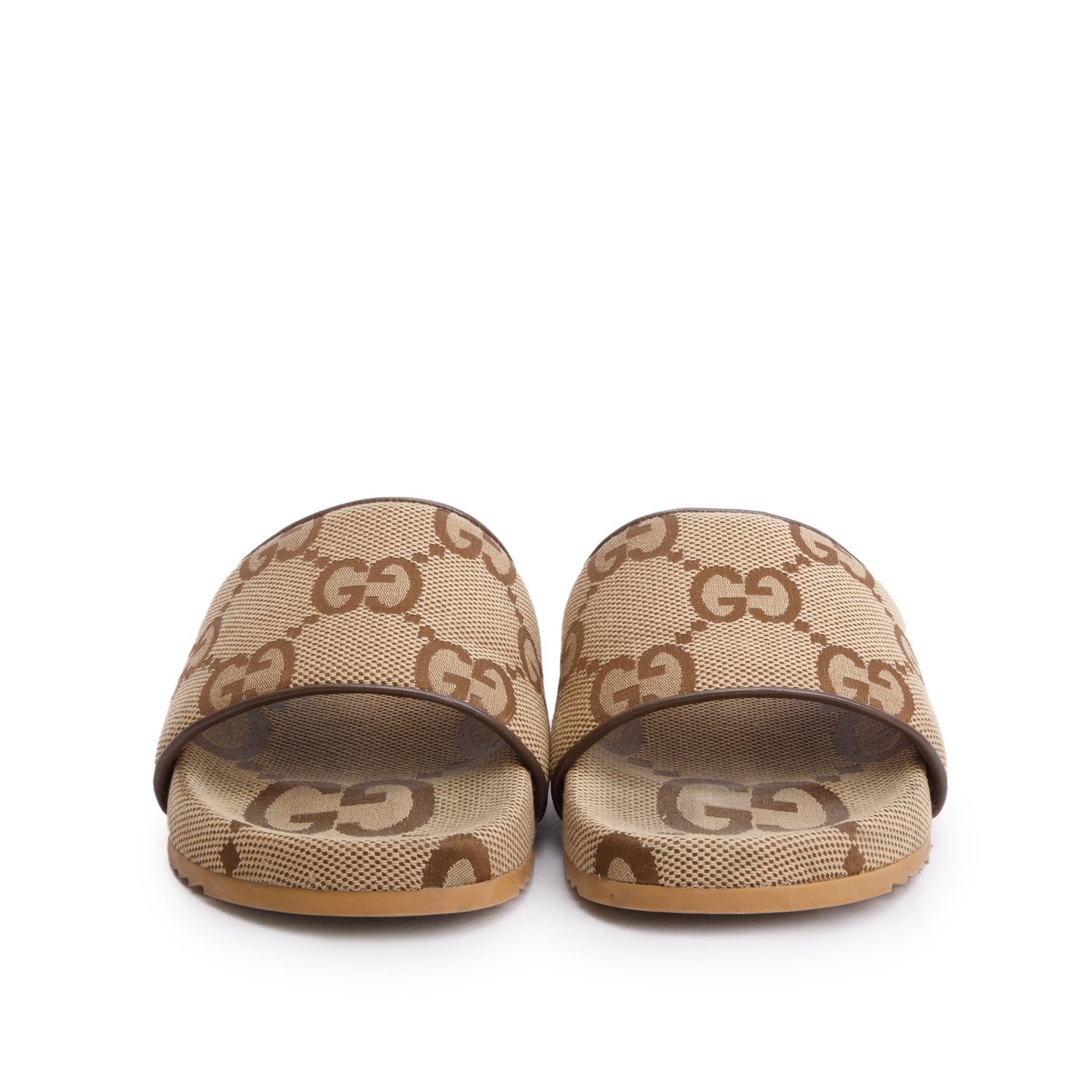 Gucci Beige & Ebony Maxi GG Canvas Platform Slide Sandal, Size 9 w/ Box