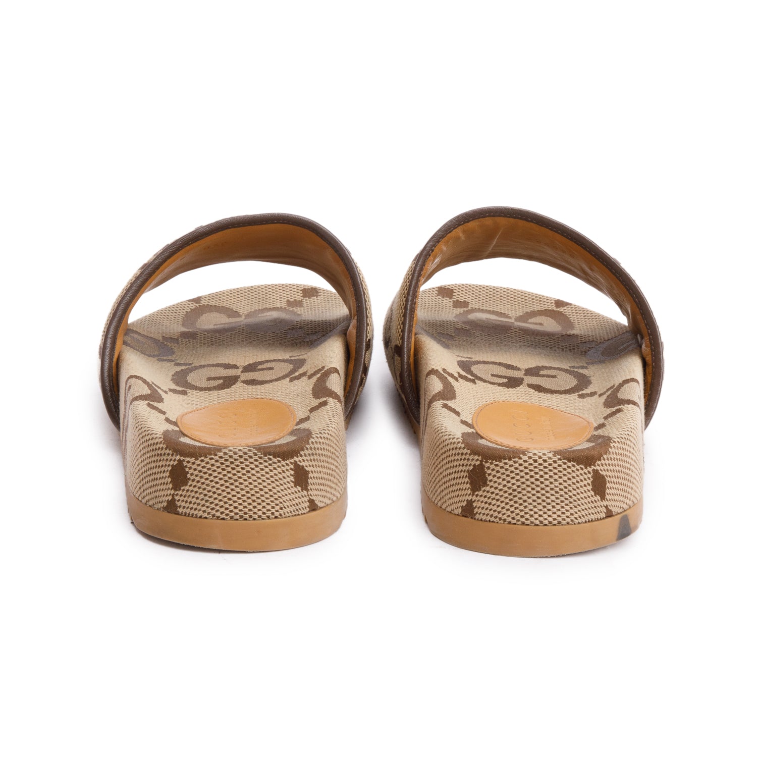 Gucci Beige & Ebony Maxi GG Canvas Platform Slide Sandal, Size 9 w/ Box