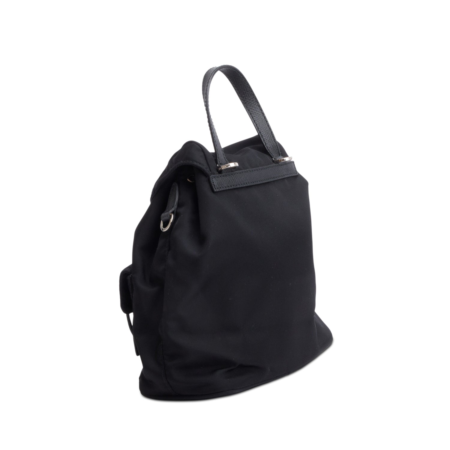 Prada Black Tessuto Nylon & Saffiano Leather Mini Double Pocket Chain Shoulder Bag