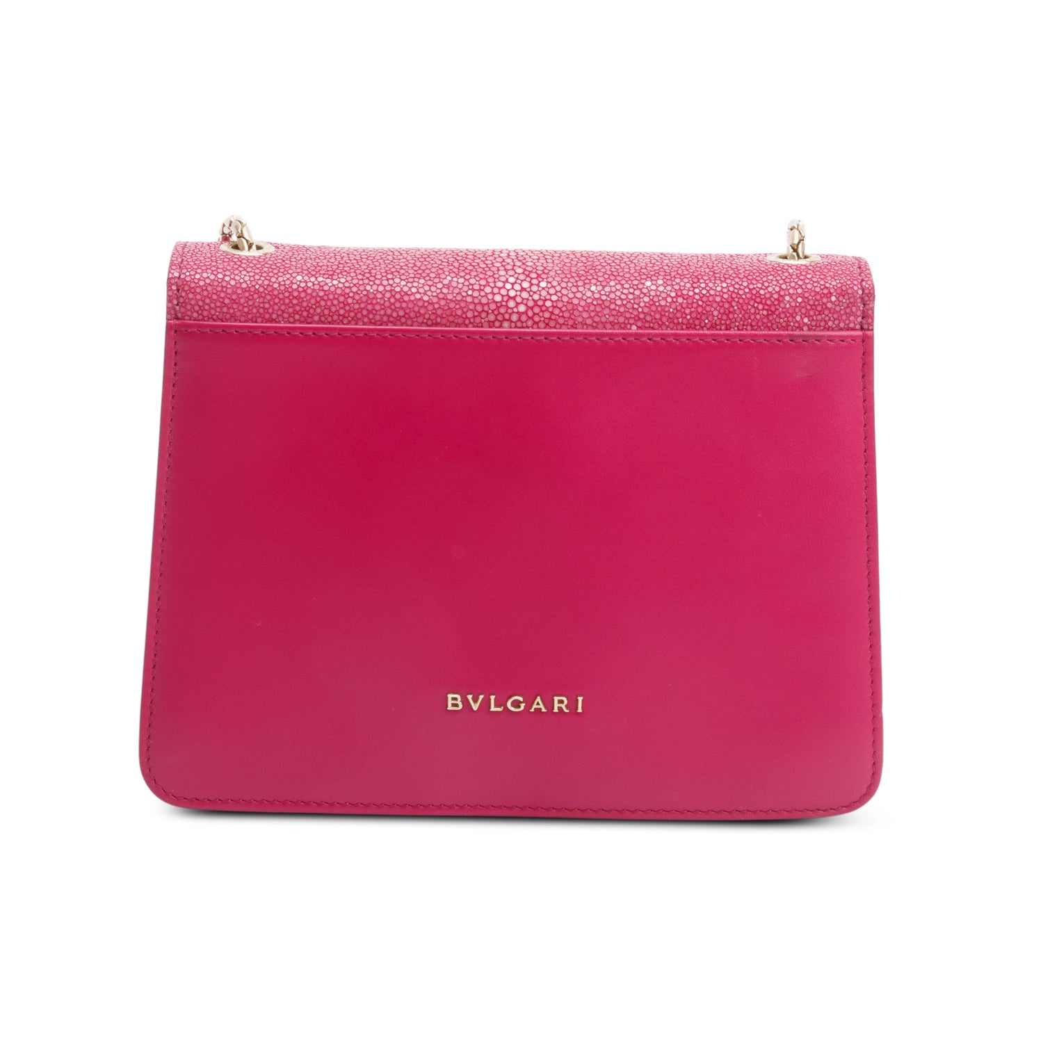 BVLGARI Pink Calfskin Leather Stingray Trim Serpenti Forever Crossbody Bag