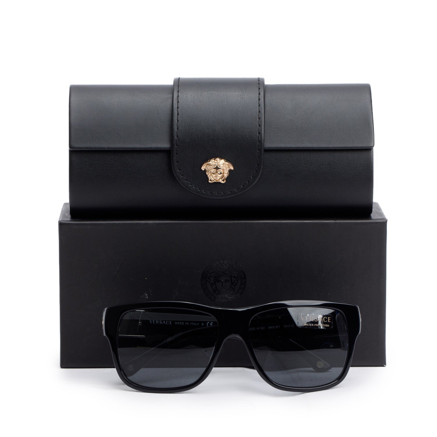 Versace 4192 Black/Purple Acetate Medusa Square Sunglasses w/ Box & Case