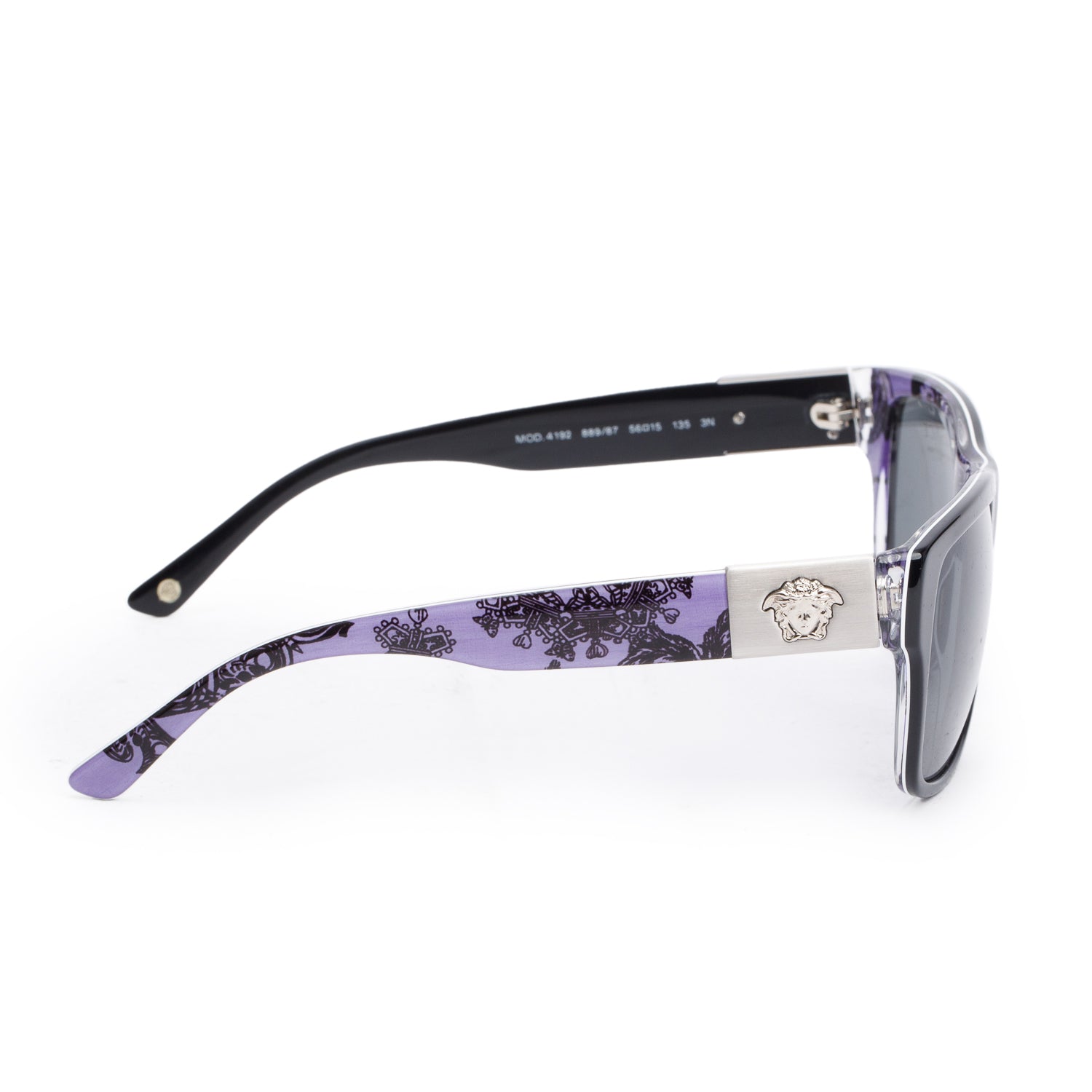Versace 4192 Black/Purple Acetate Medusa Square Sunglasses w/ Box & Case