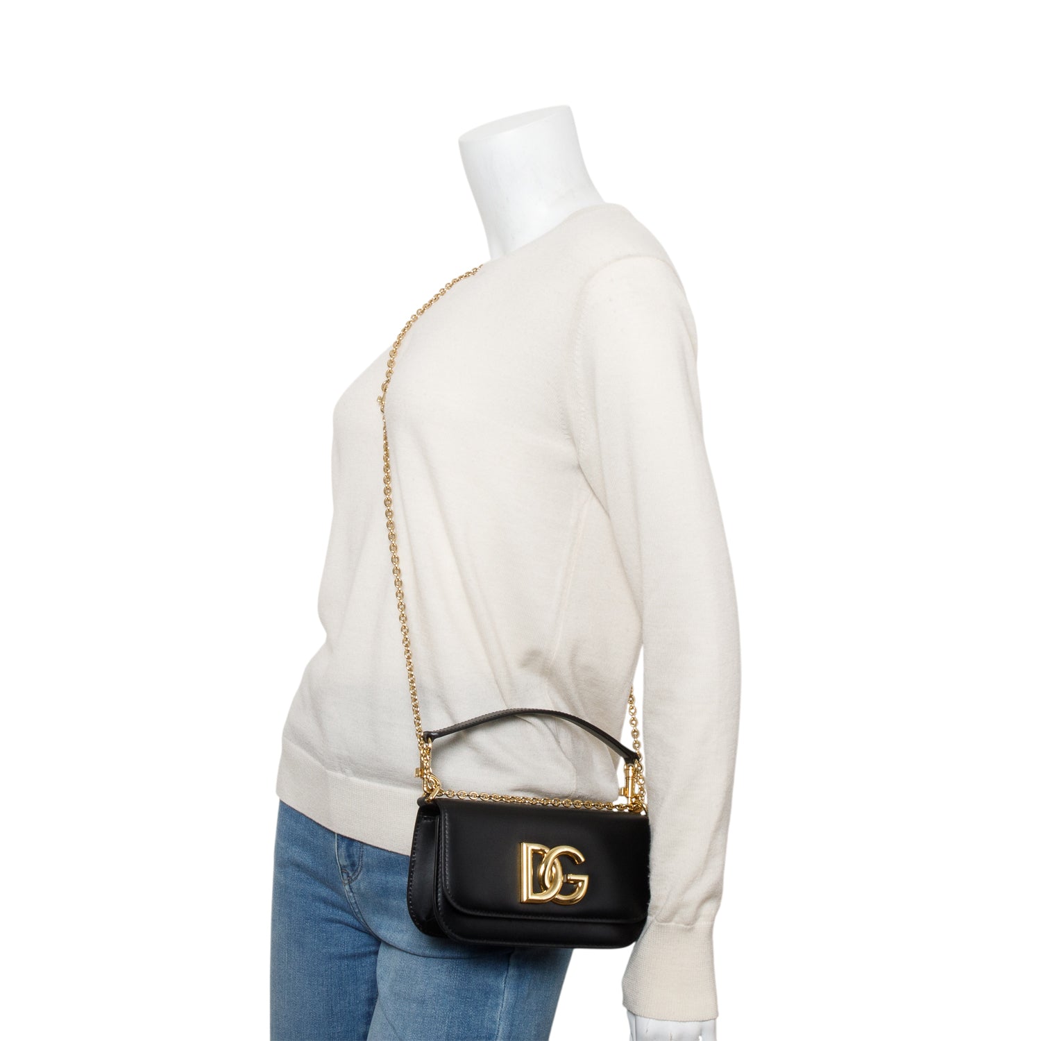 Dolce & Gabbana Black Calfskin Leather 3.5 Crossbody Bag
