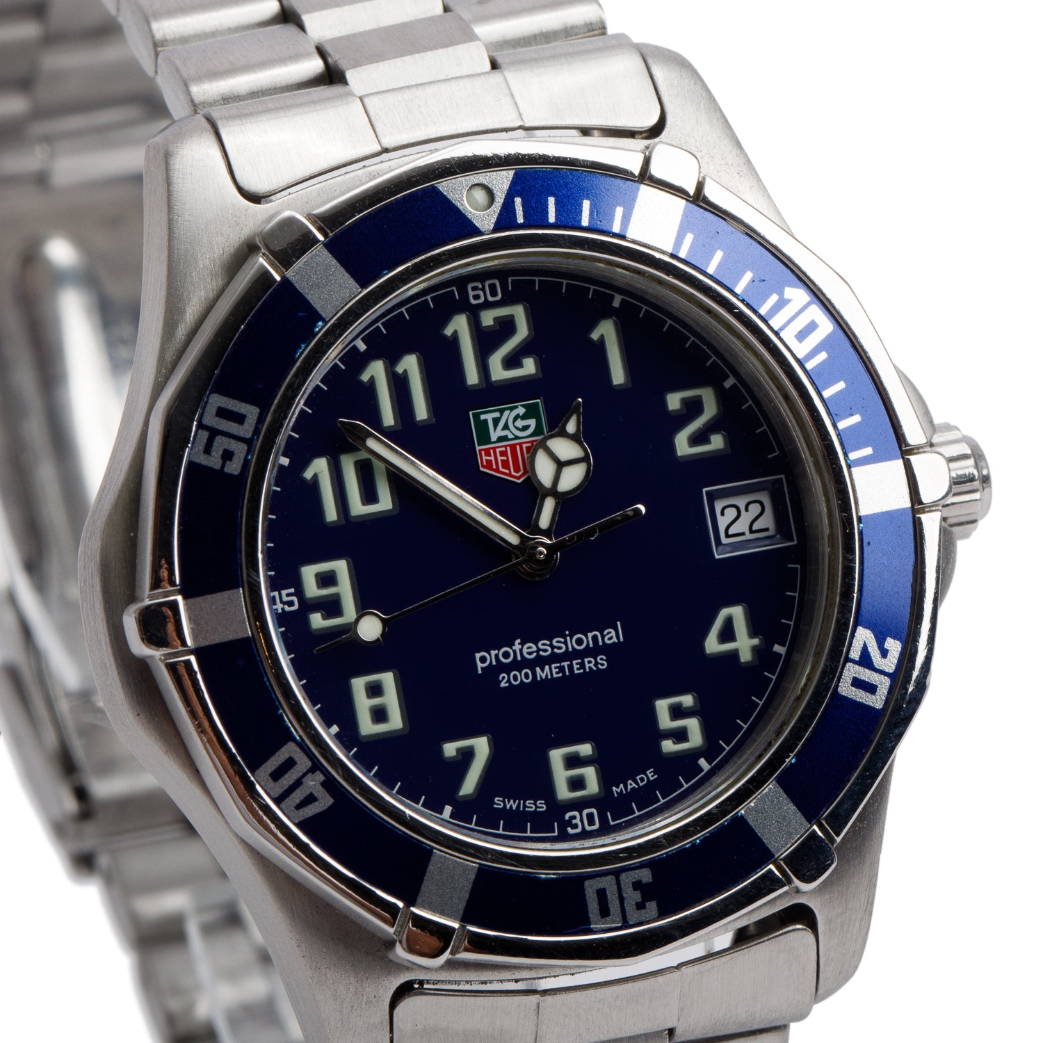 Tag Heuer Stainless Steel Professional 2000 200M 37 MM Quartz Watch Blue Dial WM1113