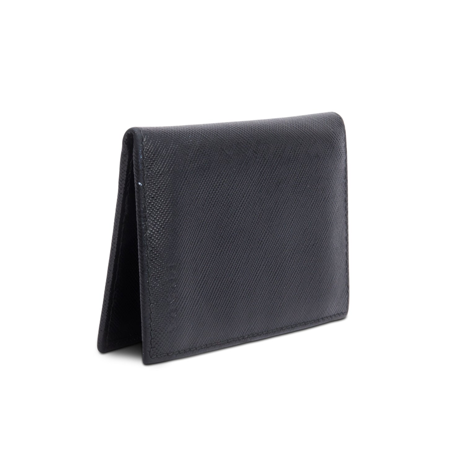 Prada Black Saffiano Leather Bifold Card Holder w/ Box & Authenticity Card