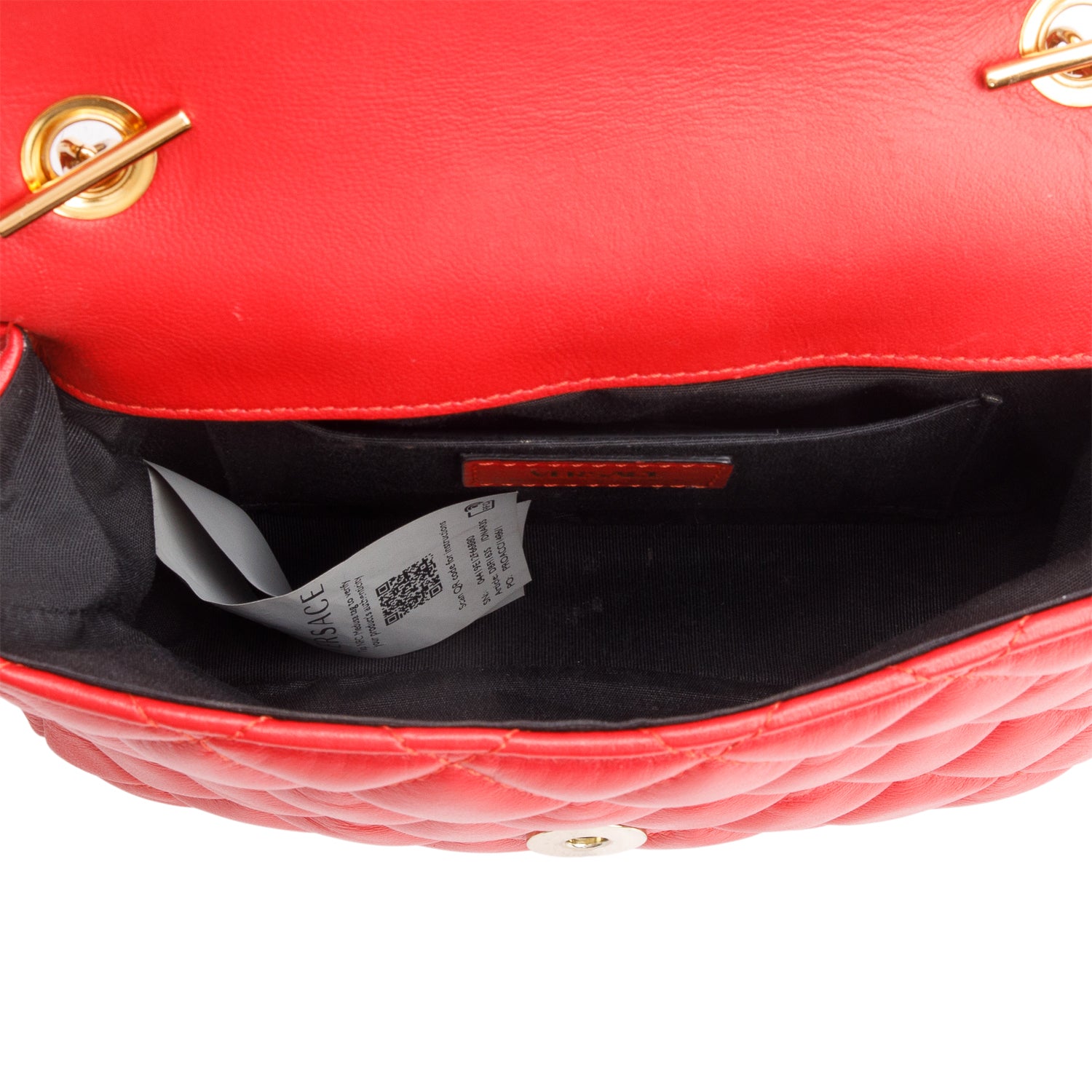 Versace Red Quilted Nappa Leather Medusa Chain Crossbody Bag