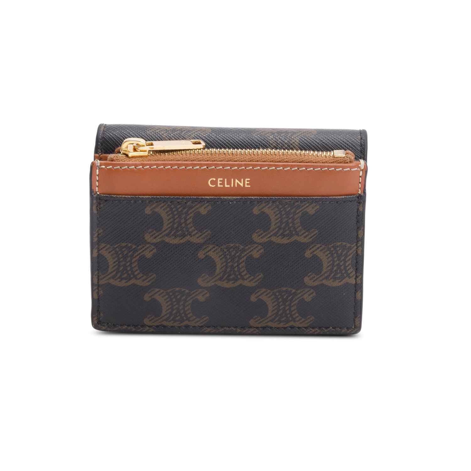 Celine 2023 Brown Triomphe Canvas Compact Wallet