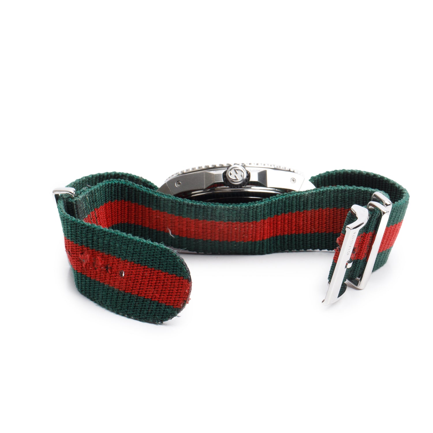 Gucci Stainless Steel Dive 45 MM Quartz Watch Green & Red Web Nylon Band w/ Box & Papers YA136209