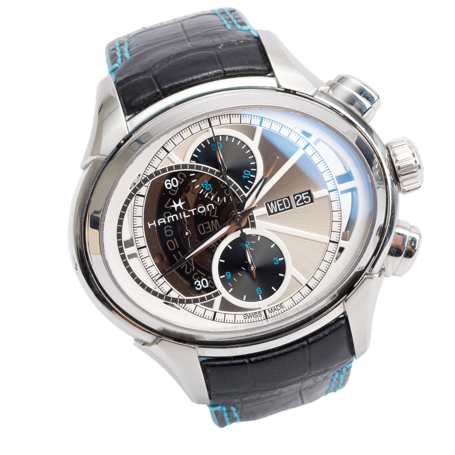 Hamilton Stainless Steel Jazzmaster Face 2 Face II Automatic Chronograph Watch H32866781 w/ Box & Papers