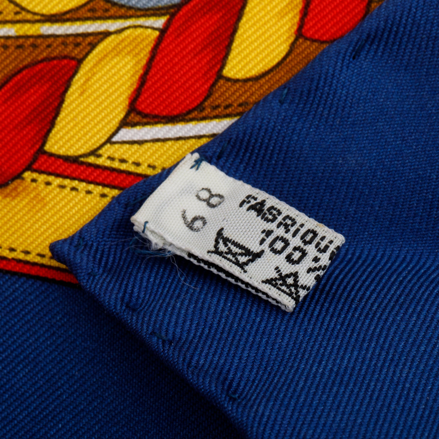 Hermes Blue/Yellow/Red 'Grande Tenue' Silk Scarf 90