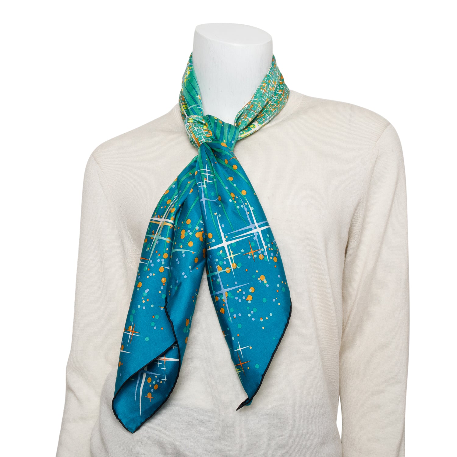 Hermes Green/Multicolor 'Magic Kelly' Silk Scarf 90