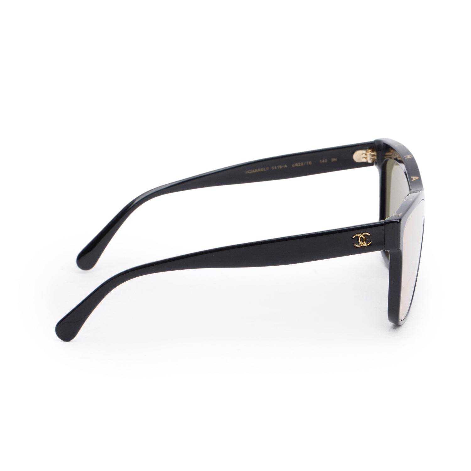 Chanel 5418-A Black Acetate CC Logo Shield Sunglasses w/ Box & Case