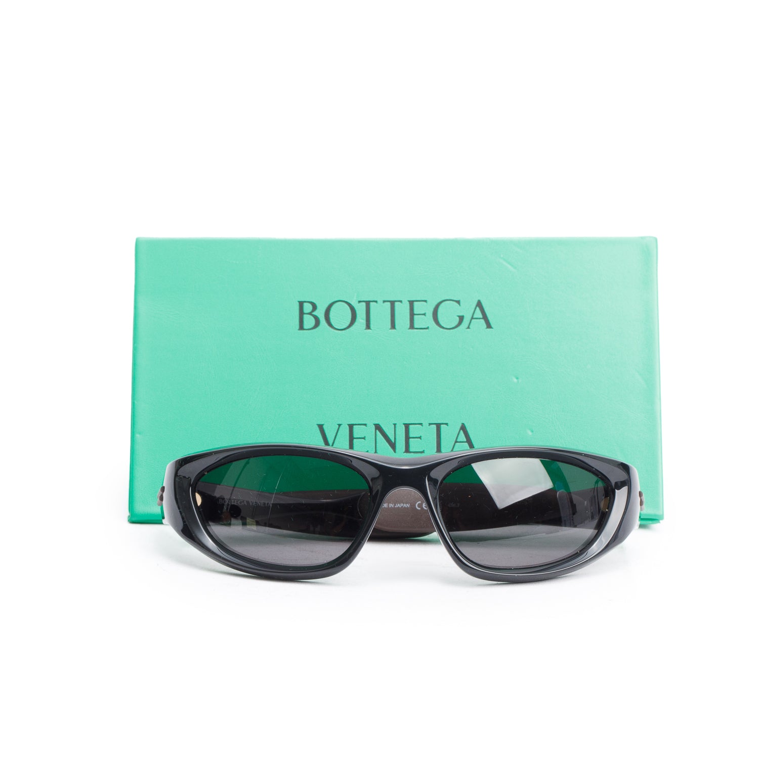 Bottega Veneta BV1184S Black Acetate Wrapped Sport Sunglasses w/ Case & Authenticity Card