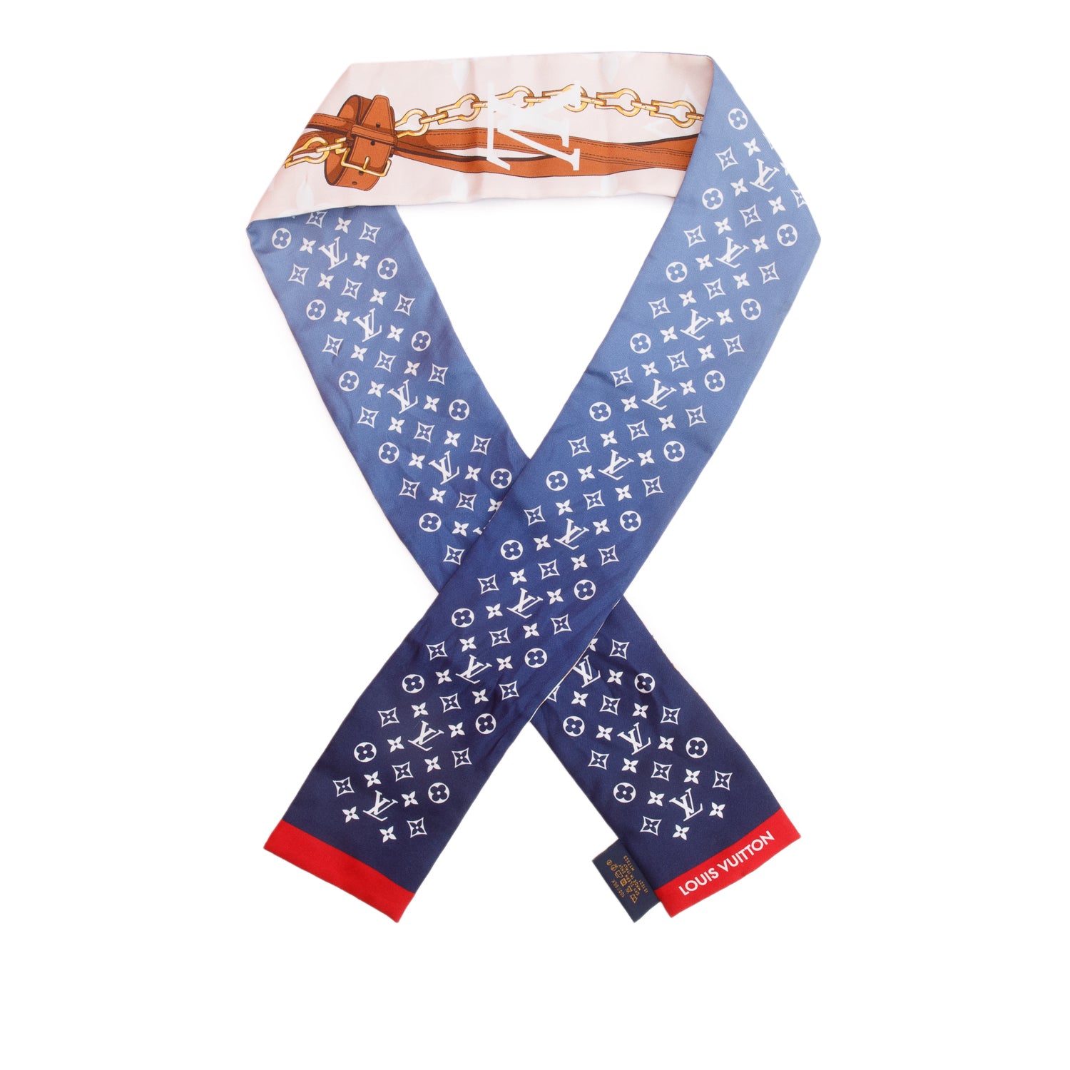 Louis Vuitton 2021 Blue/Multicolor Monogram 'All That Straps' Silk Bandeau w/ Box & Receipt