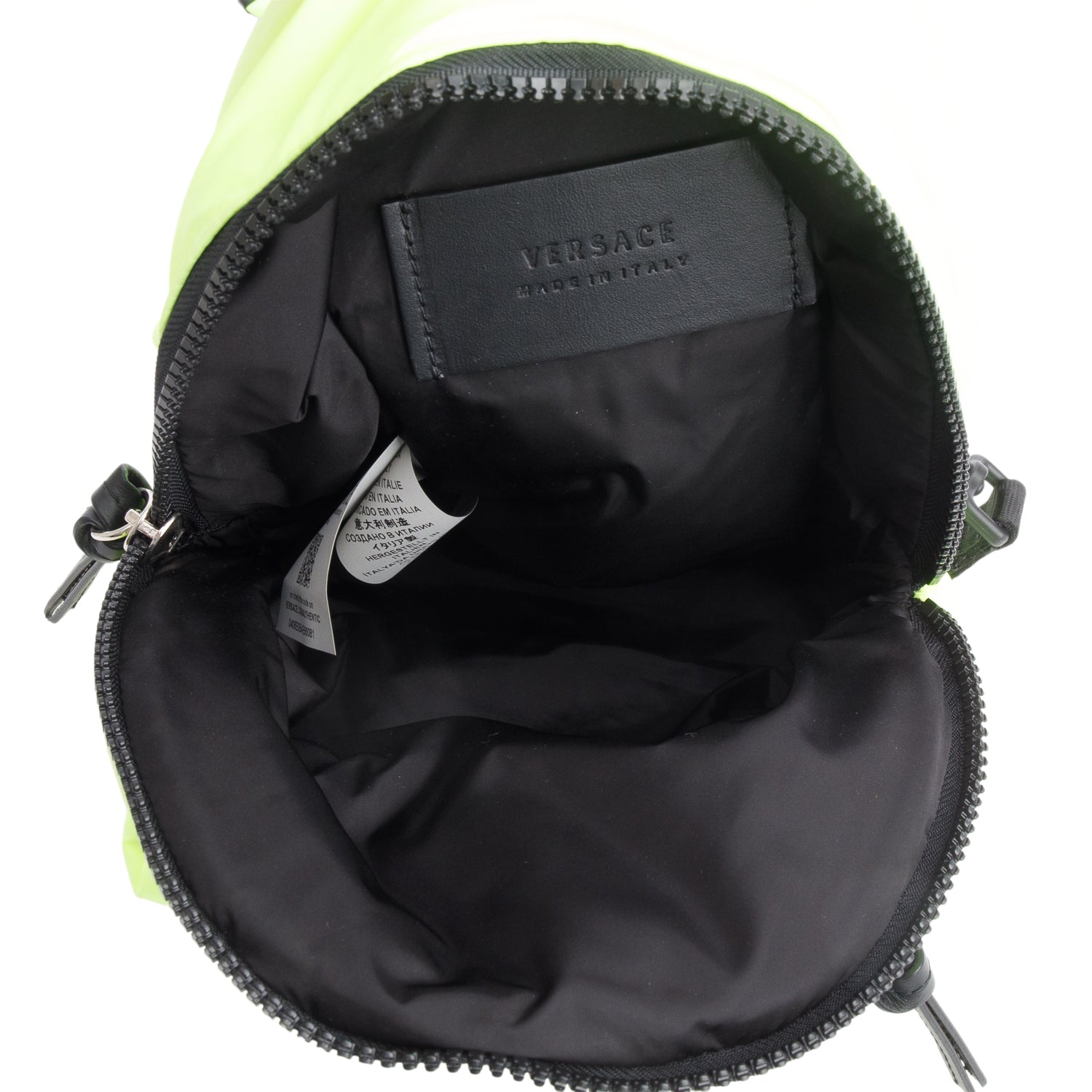 Versace Neon Green Padded Nylon Mini Sling Bag
