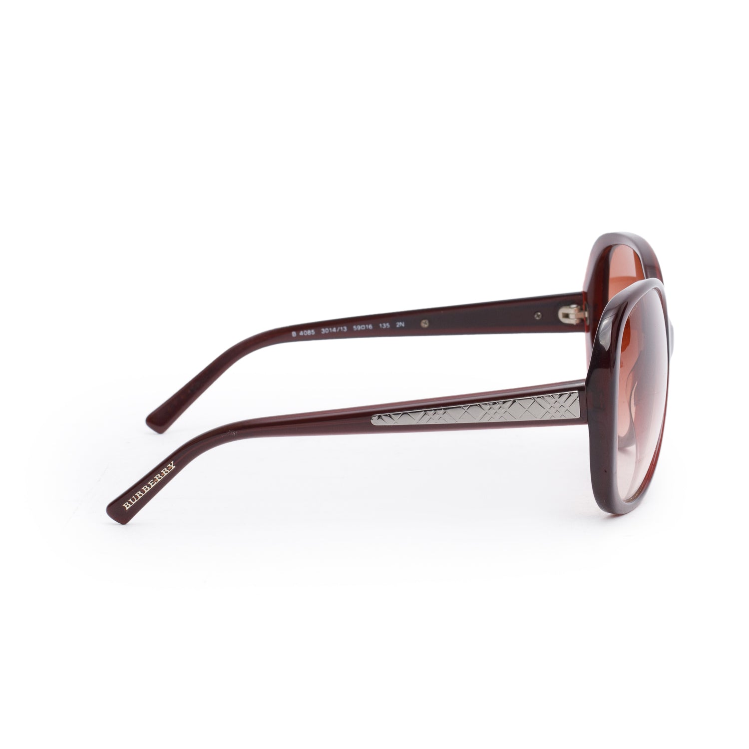 Burberry B 4085 Brown Acetate Metal Check Trim Square Sunglasses w/ Case