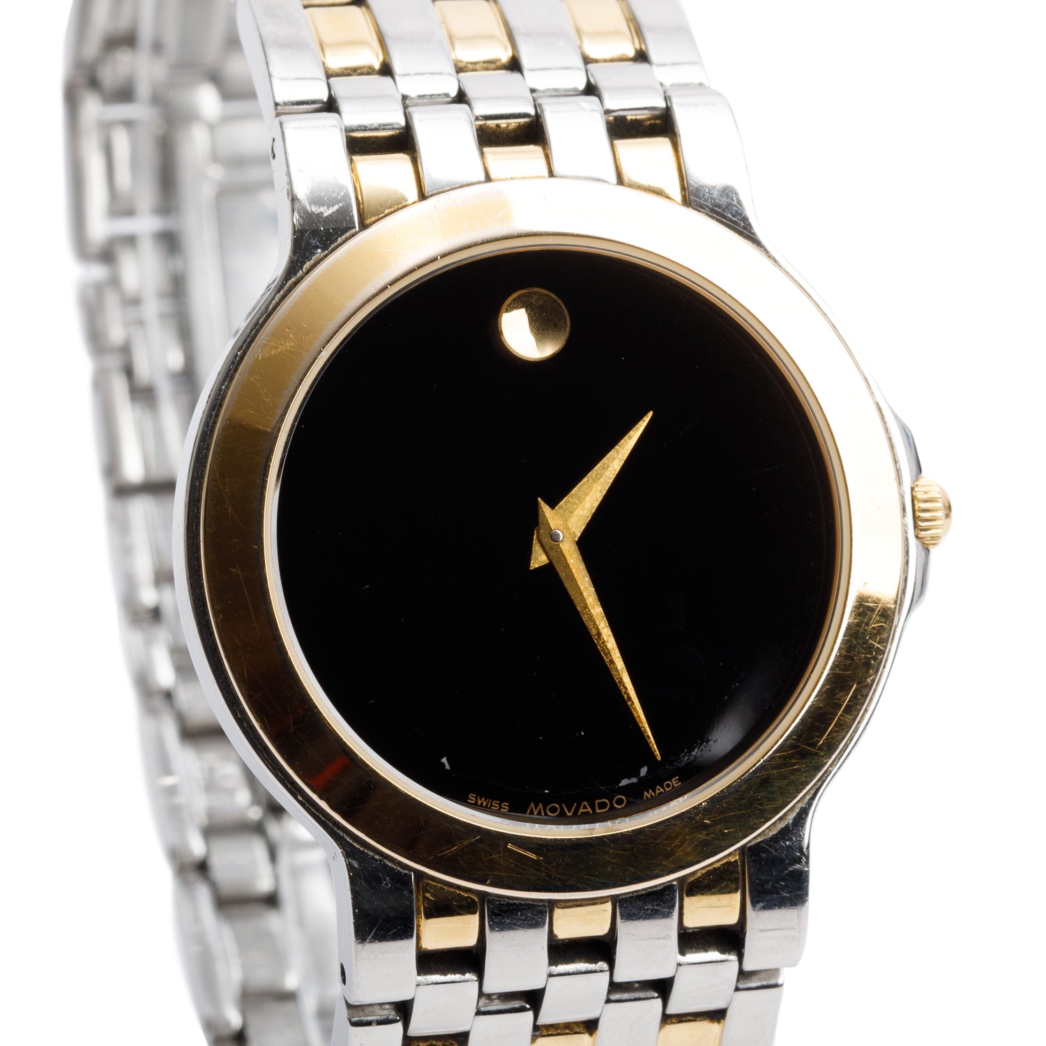 Movado Two-Tone Stainless Steel Museum 36 MM Quartz Watch Black Dial w/ Box & Papers