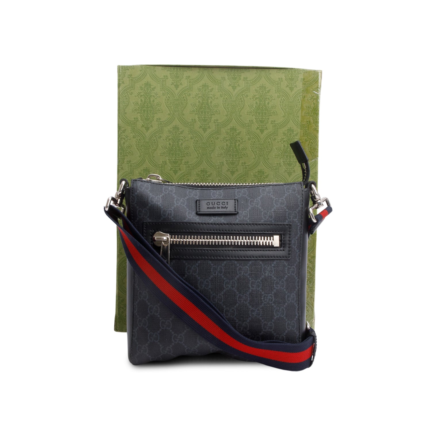 Gucci Black GG Supreme Small Messenger Bag w/ Box